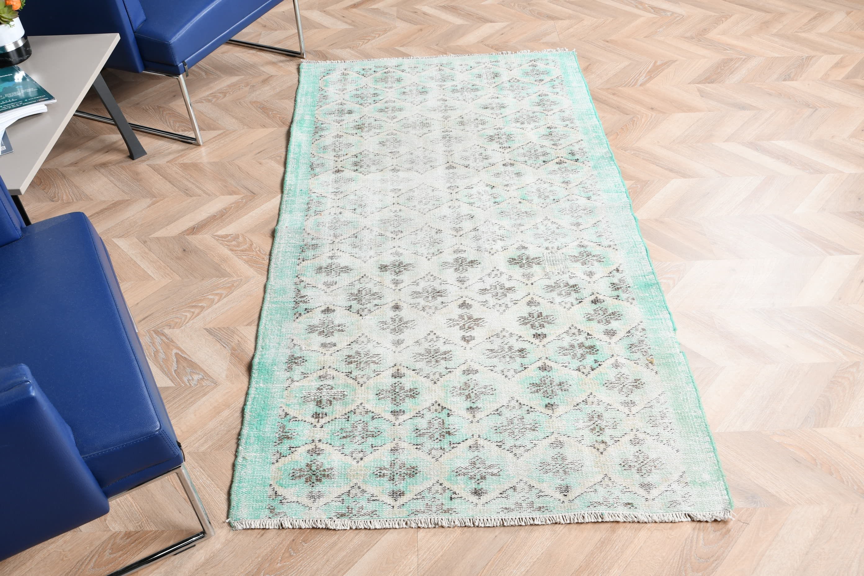 Green Cool Rugs, Kitchen Rug, Turkish Rug, Entry Rugs, Vintage Rug, Rugs for Bedroom, Moroccan Rug, Bedroom Rugs, 3.4x6.5 ft Accent Rugs