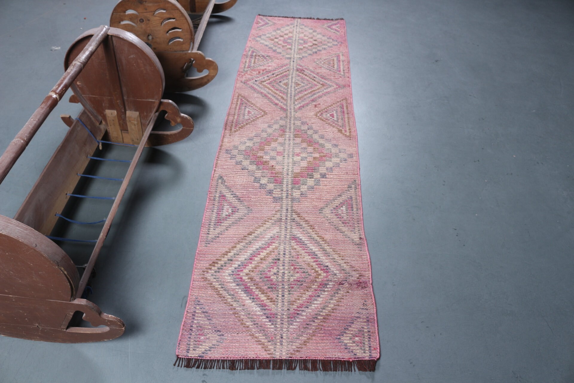 Pink Moroccan Rug, Muted Rug, Turkish Rug, Home Decor Rug, Rugs for Kitchen, Vintage Rugs, 2.6x7.5 ft Runner Rug, Kitchen Rug, Antique Rug