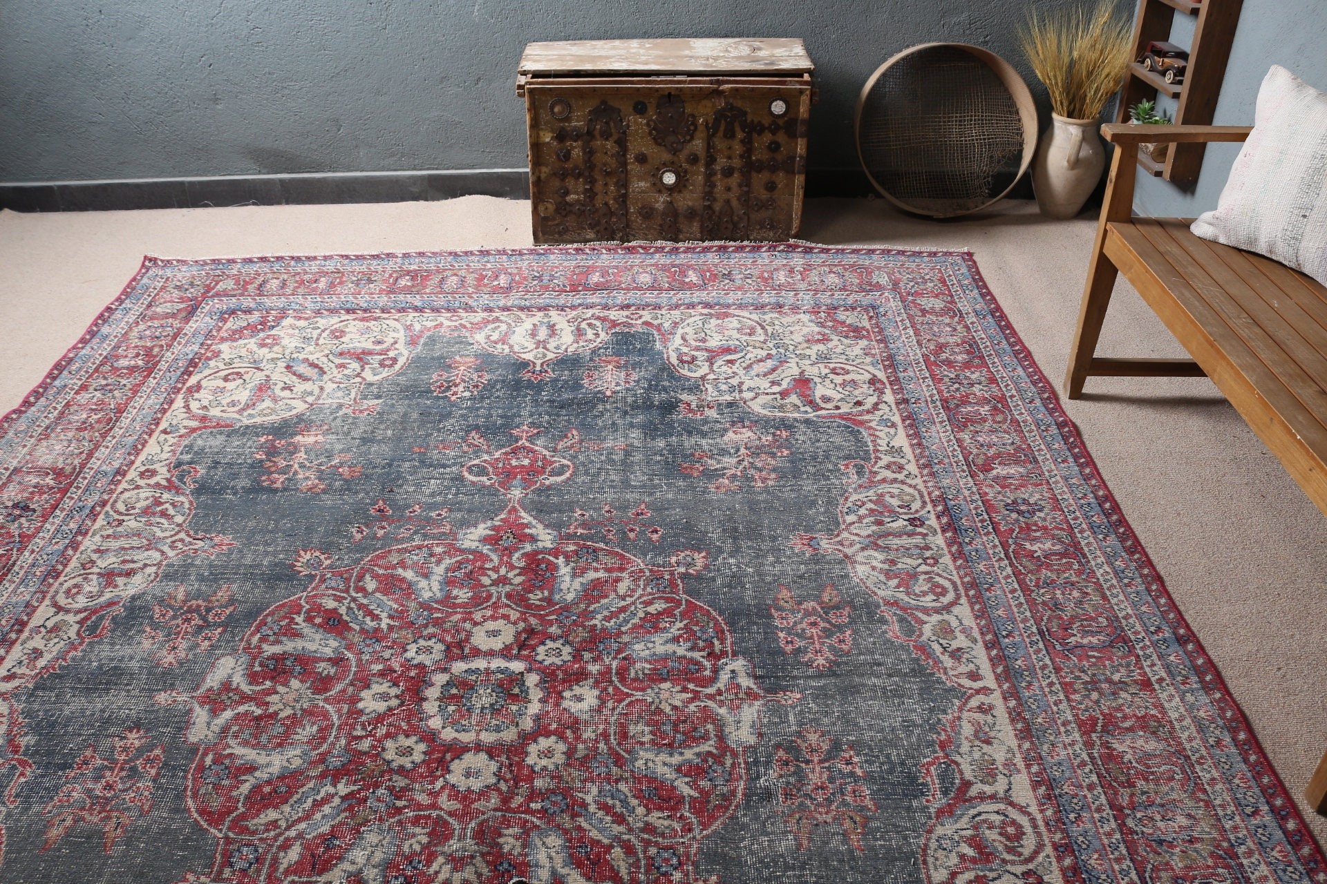 Dining Room Rugs, Red Oushak Rug, Turkish Rug, Living Room Rugs, Moroccan Rug, Vintage Rug, Art Rug, 8.1x11.5 ft Oversize Rug, Antique Rug