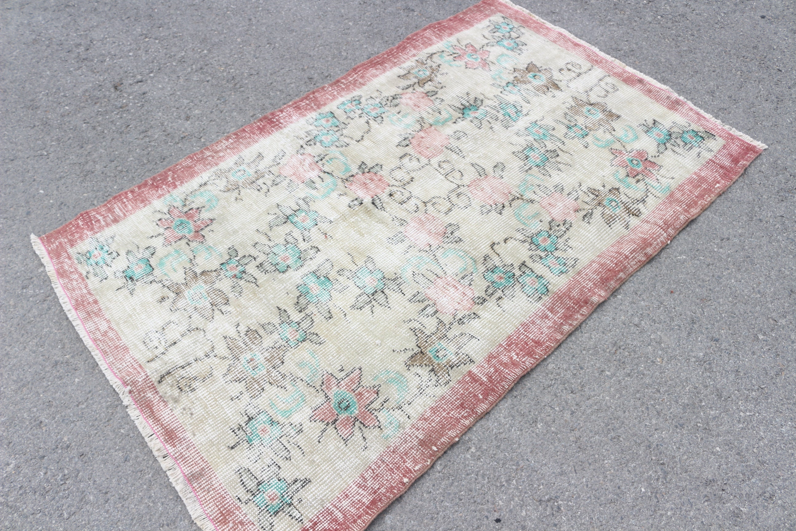 Rugs for Bedroom, Hand Knotted Rug, Vintage Rug, Turkish Rug, Cool Rug, Beige Kitchen Rug, Nursery Rug, 3.7x5.9 ft Accent Rug