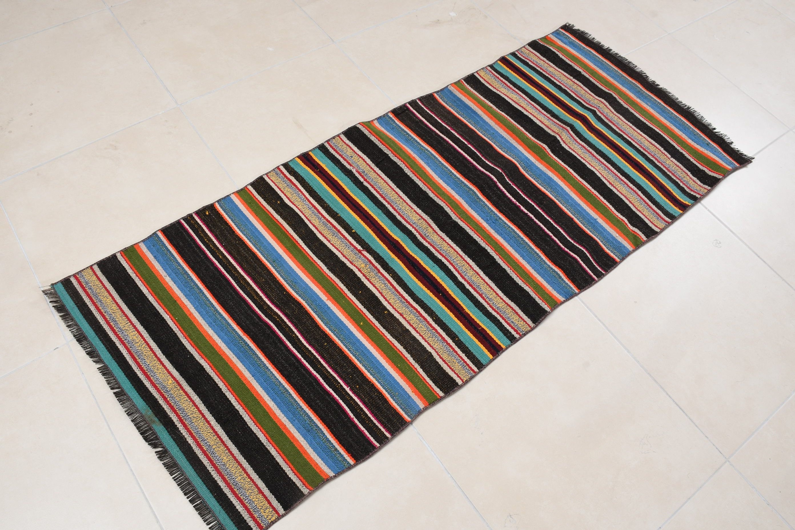 Antik Kilim, Paspas Kilim, Nostaljik Kilim, Yatak odası Kilim, Mavi Oryantal Kilim, 70x167 cm Küçük Kilim, Yatak odası Kilim, Ev Kilim