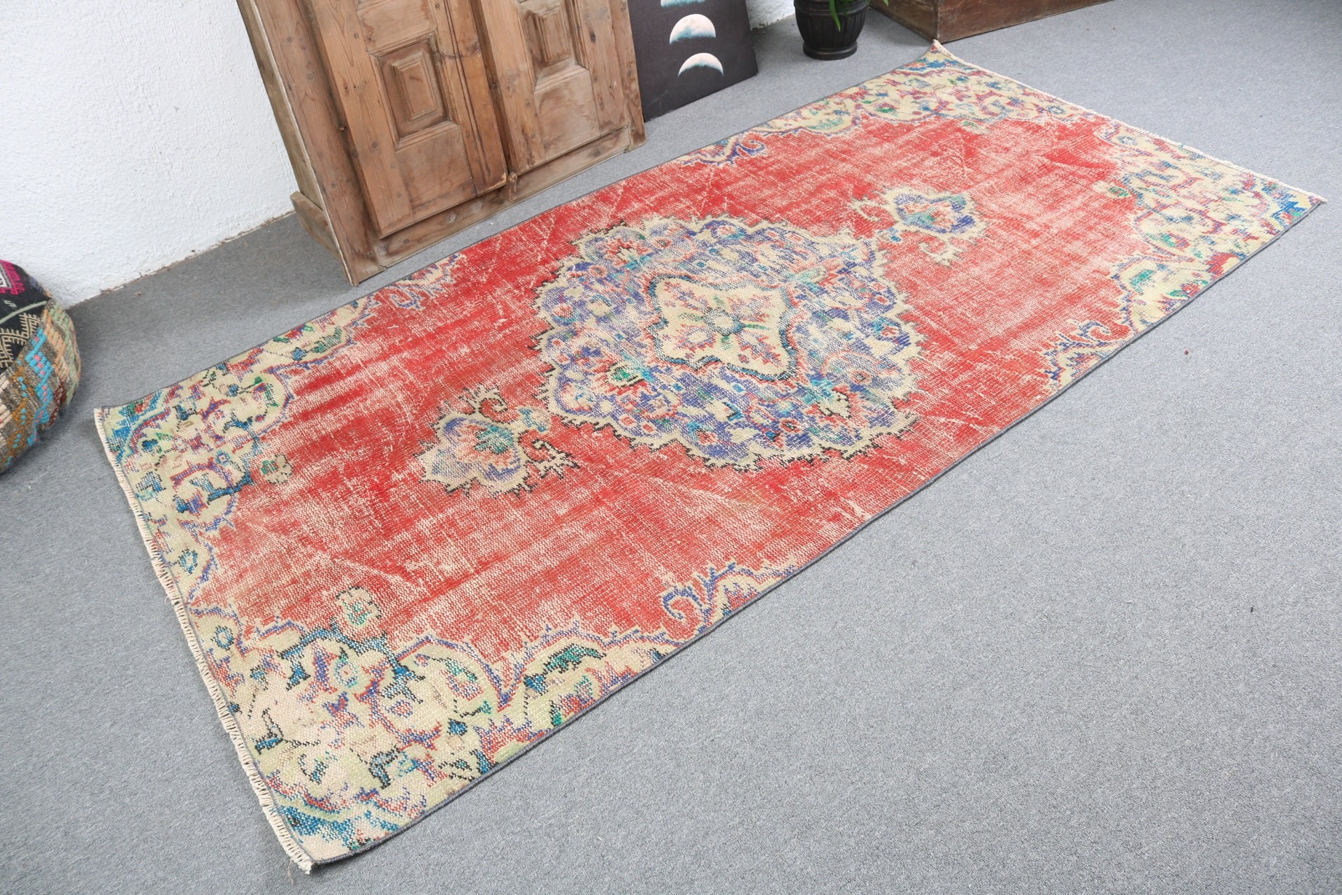 Vintage Rugs, 4.1x7.8 ft Area Rugs, Boho Rugs, Kitchen Rug, Rugs for Living Room, Turkish Rug, Floor Rugs, Red Bedroom Rug