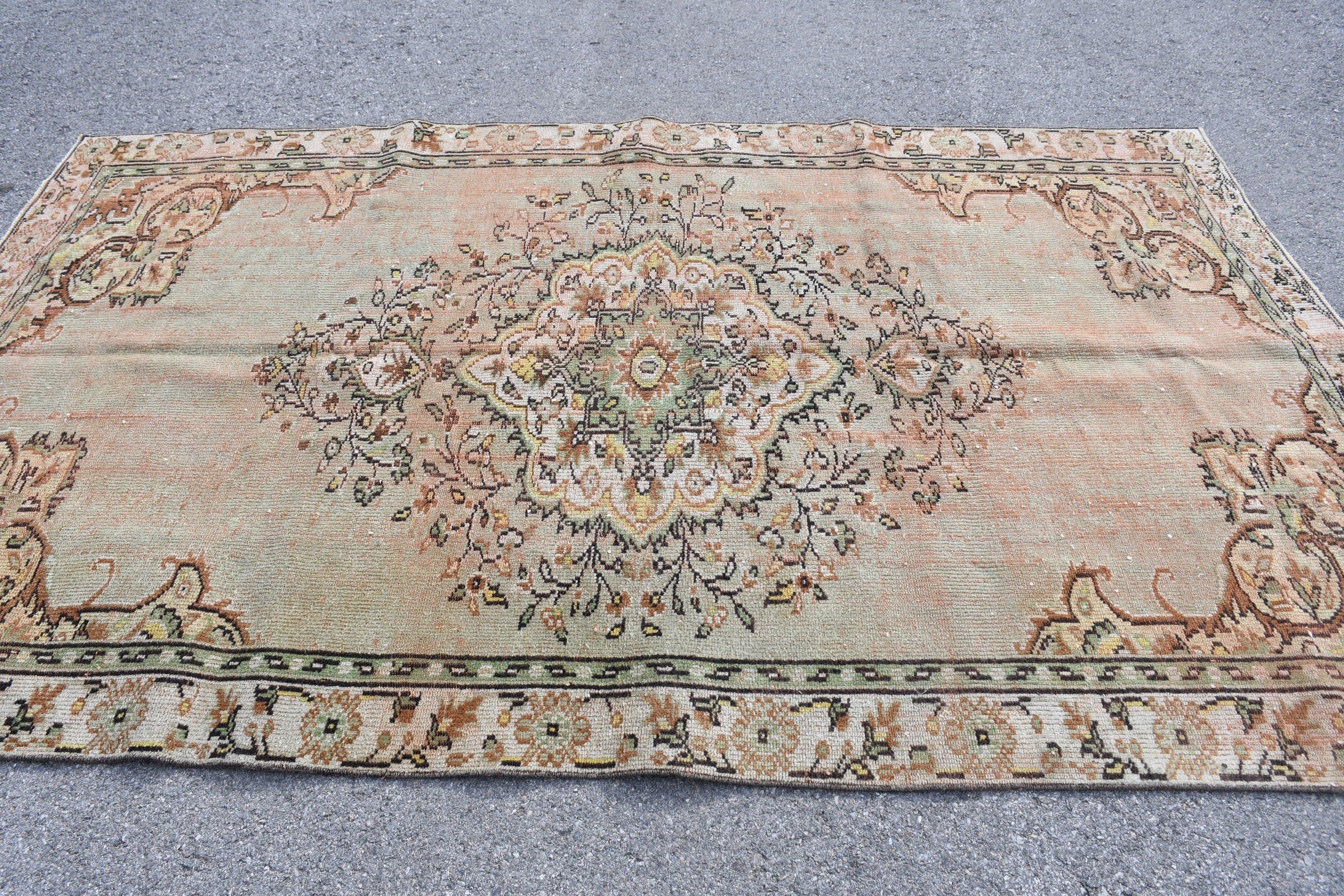 Brown Wool Rug, 5.5x9.2 ft Large Rug, Salon Rugs, Turkish Rug, Rugs for Bedroom, Bedroom Rugs, Vintage Rug, Antique Rugs, Oushak Rug