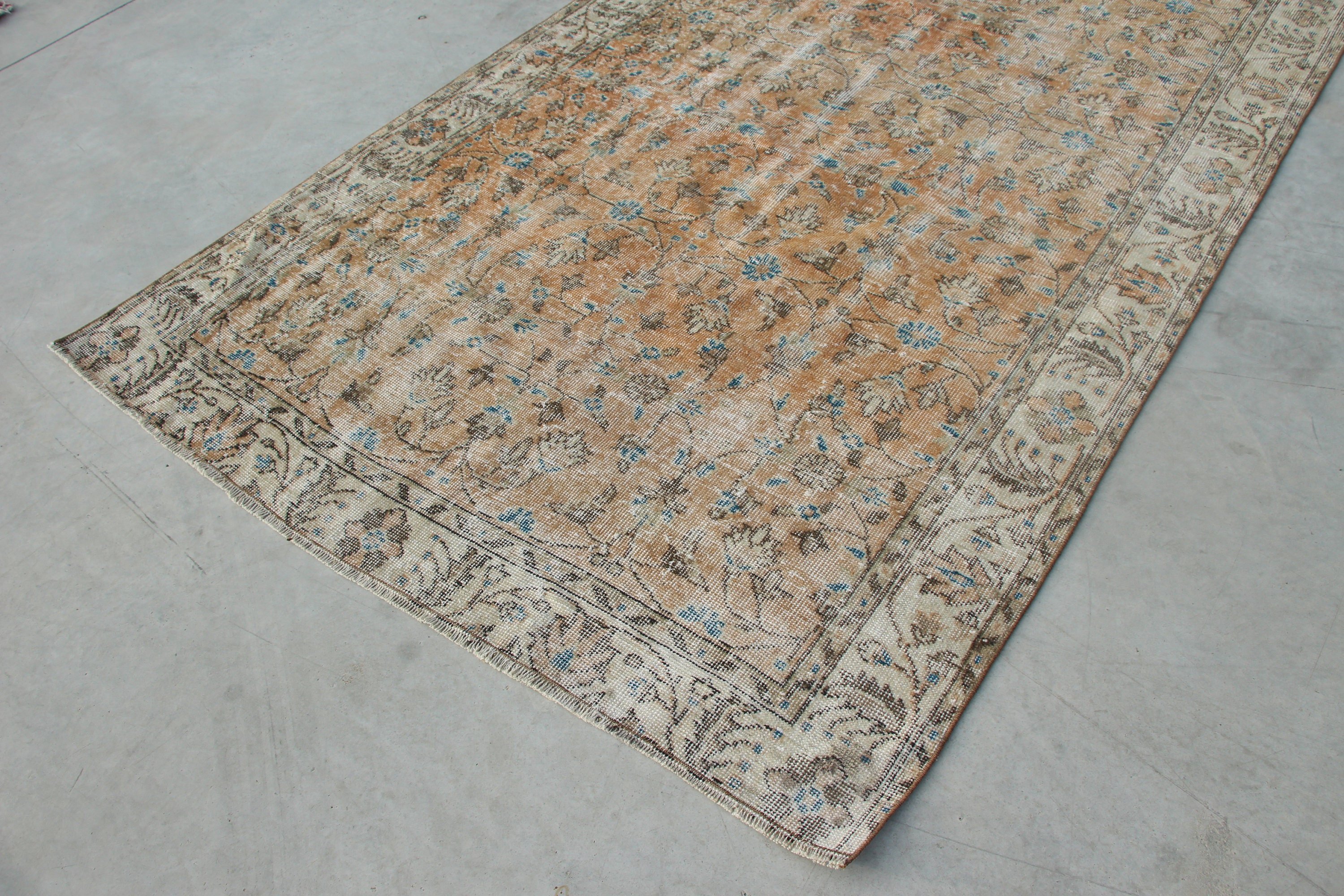 Oushak Halıları, Dış Mekan Halısı, Yatak Odası Halısı, 5.2x8.1 ft Büyük Halı, Yer Halısı, Oturma Odası Halısı, Vintage Halı, Türk Halısı, Turuncu Antika Halılar