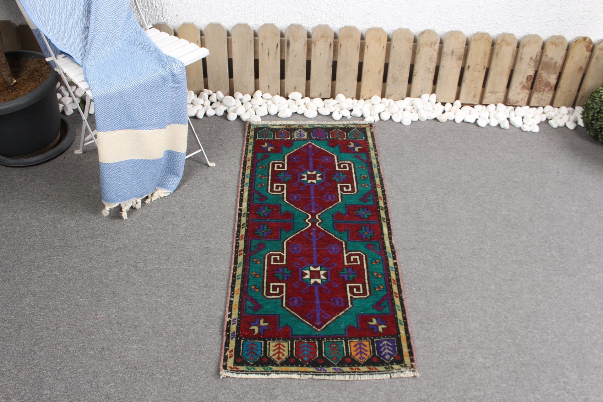 Mor Yün Halı, Vintage Halı, Türk Halısı, Mutfak Halıları, Duvara Asılı Halı, Yer Halıları, 1.7x3.6 ft Küçük Halı, Yatak Odası Halısı