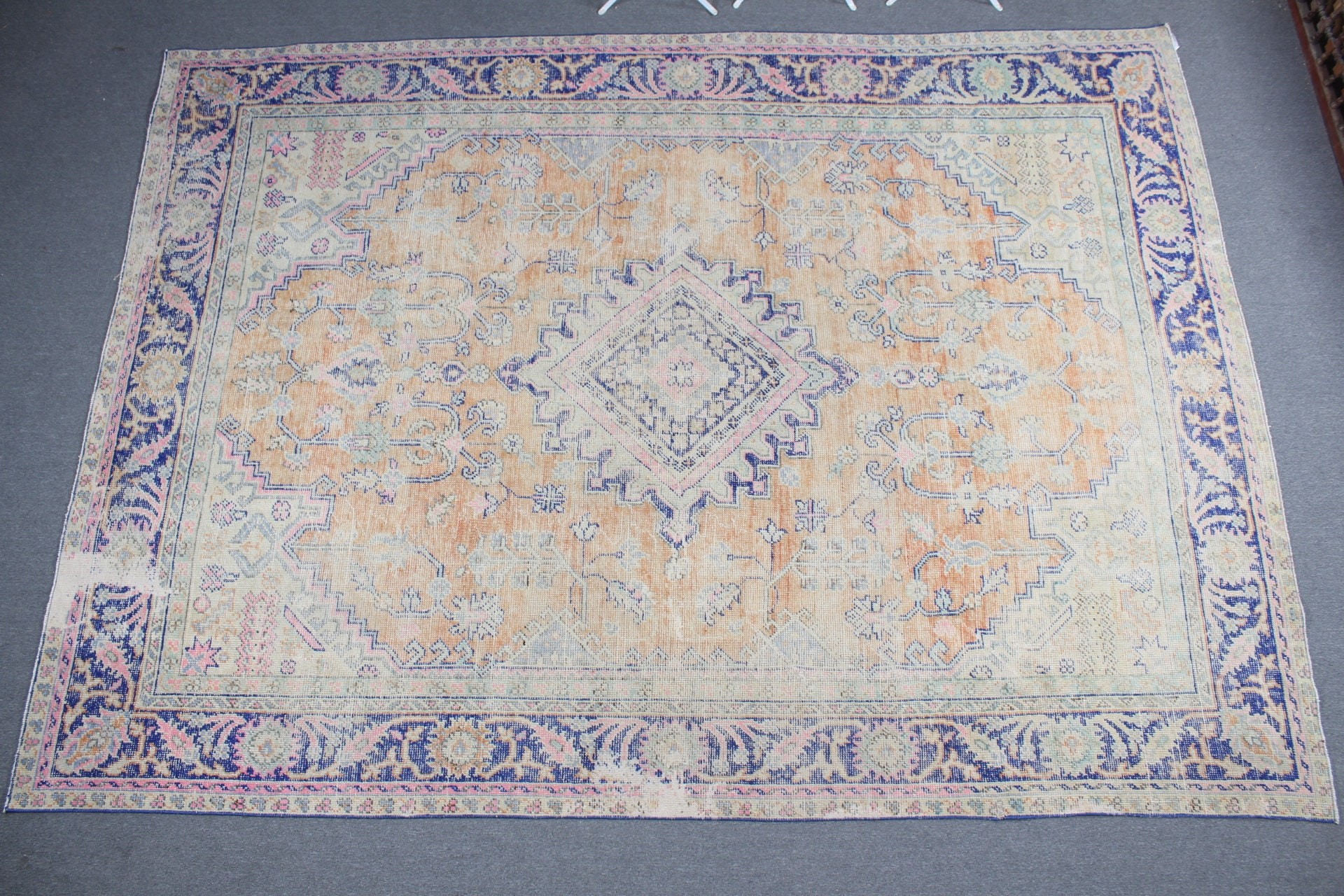 Eski Halı, Turuncu Yün Halı, Oturma Odası Halıları, Yemek Odası Halısı, Vintage Halı, Türk Halısı, Harika Halılar, 8,7x12,3 ft Büyük Boy Halılar