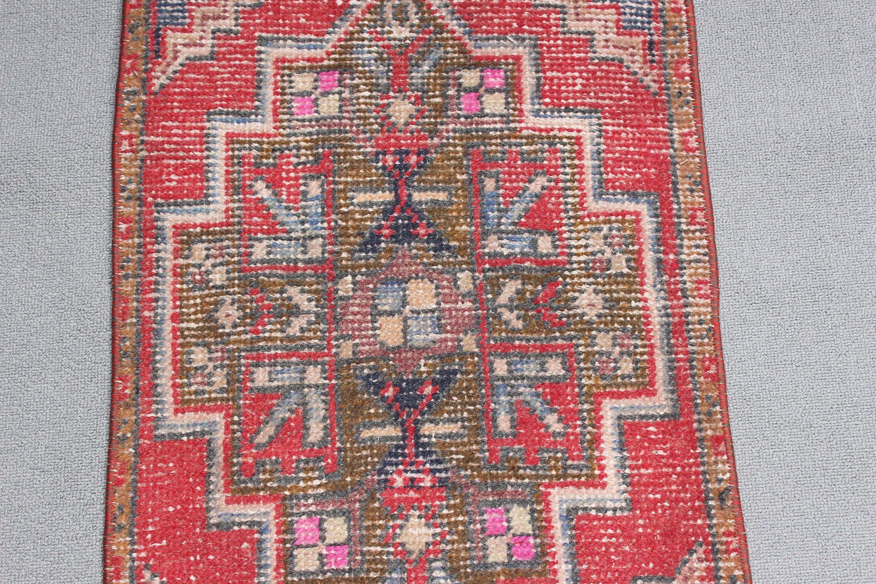 Türk Halıları, 1.5x2.9 ft Küçük Halılar, Aztek Halıları, Kırmızı Ev Dekorasyonu Halısı, Nötr Halılar, Küçük Vintage Halı, Yatak Odası Halıları, Vintage Halı, Boho Halı