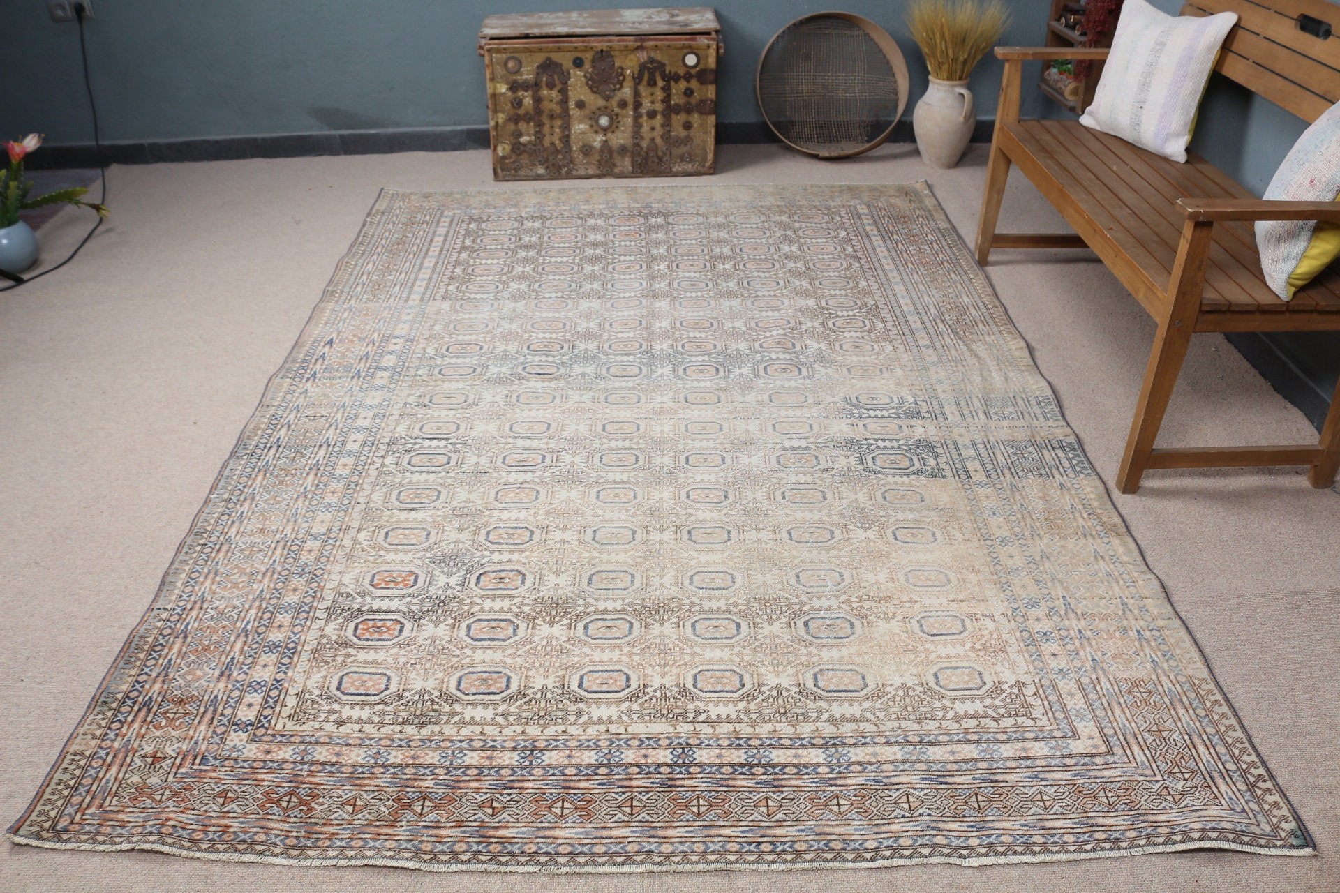 Antique Rugs, Turkish Rug, Oushak Rugs, Dining Room Rugs, Brown Floor Rugs, Vintage Rugs, Flatweave Rug, 6.3x9.3 ft Large Rug, Bedroom Rug