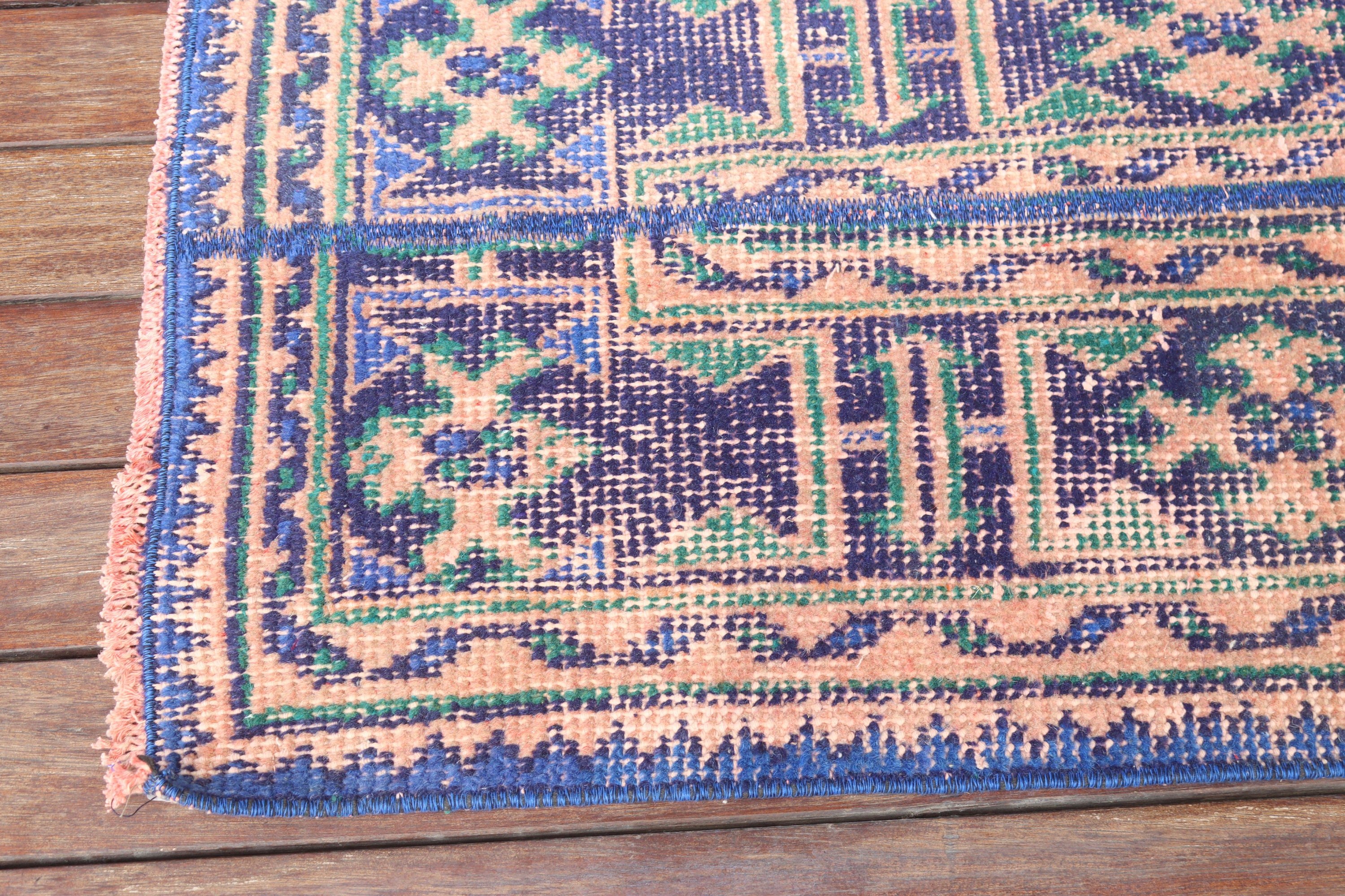 Beni Ourain Runner Rugs, Moroccan Rug, Long Runner Rug, Vintage Rug, Turkish Rug, 1.7x11.2 ft Runner Rug, Boho Rugs, Blue Antique Rugs