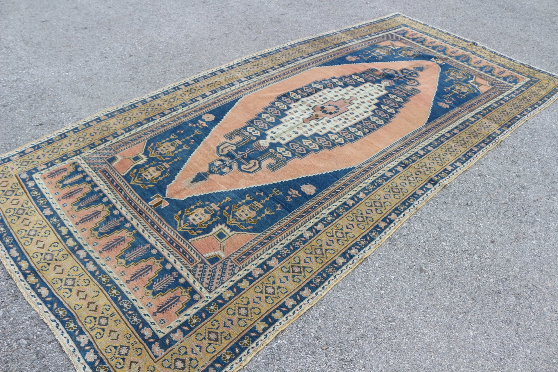 Havalı Halı, Türk Halıları, Oturma Odası Halısı, Vintage Halı, 4,9x11,1 ft Büyük Halılar, Yün Halı, Mavi Antika Halı, Yemek Odası Halıları, Salon Halısı