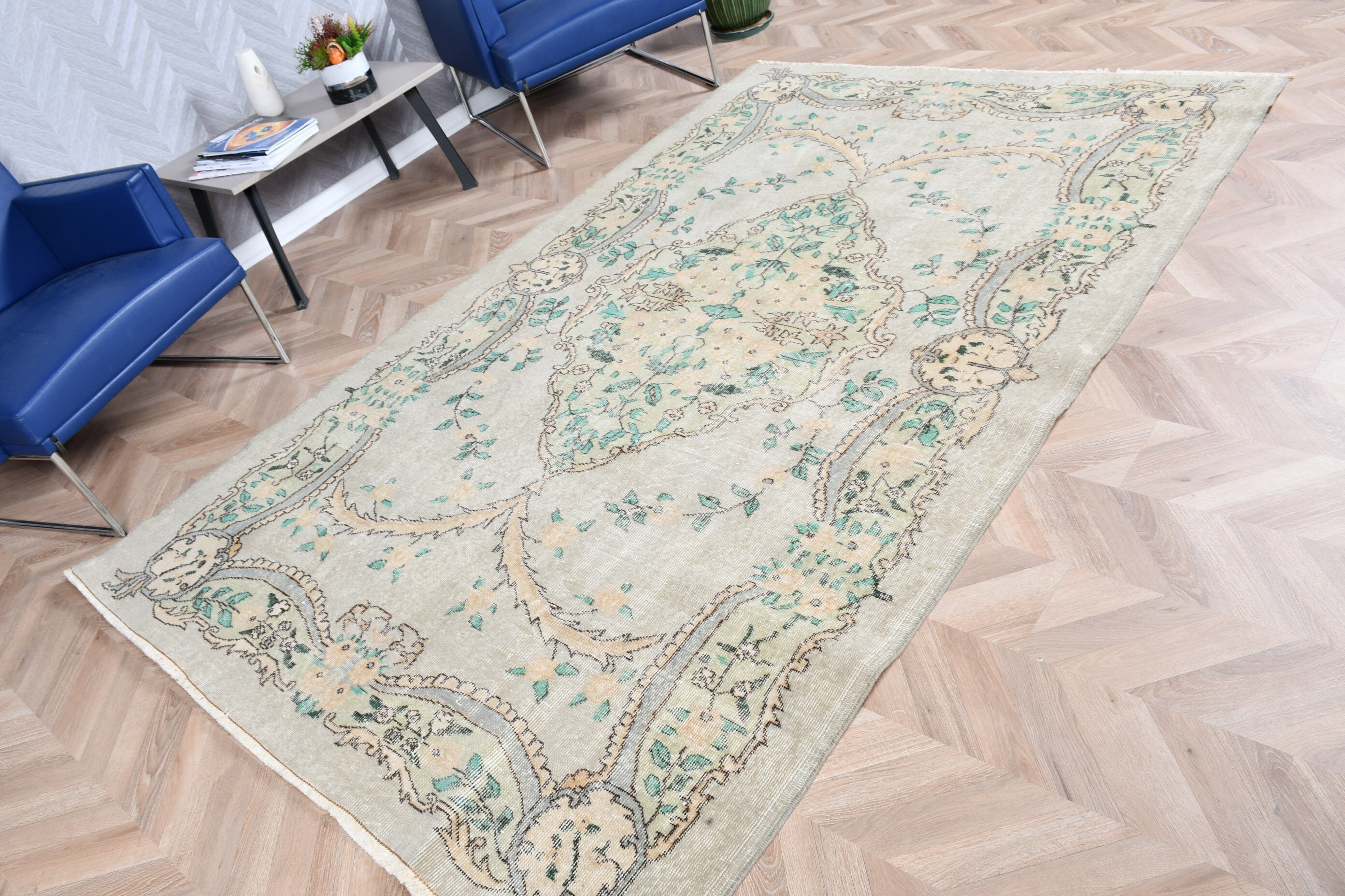 Dining Room Rugs, Cute Rug, Bedroom Rug, Green Oushak Rugs, Oriental Rug, 5.5x8.9 ft Large Rug, Anatolian Rug, Vintage Rug, Turkish Rug