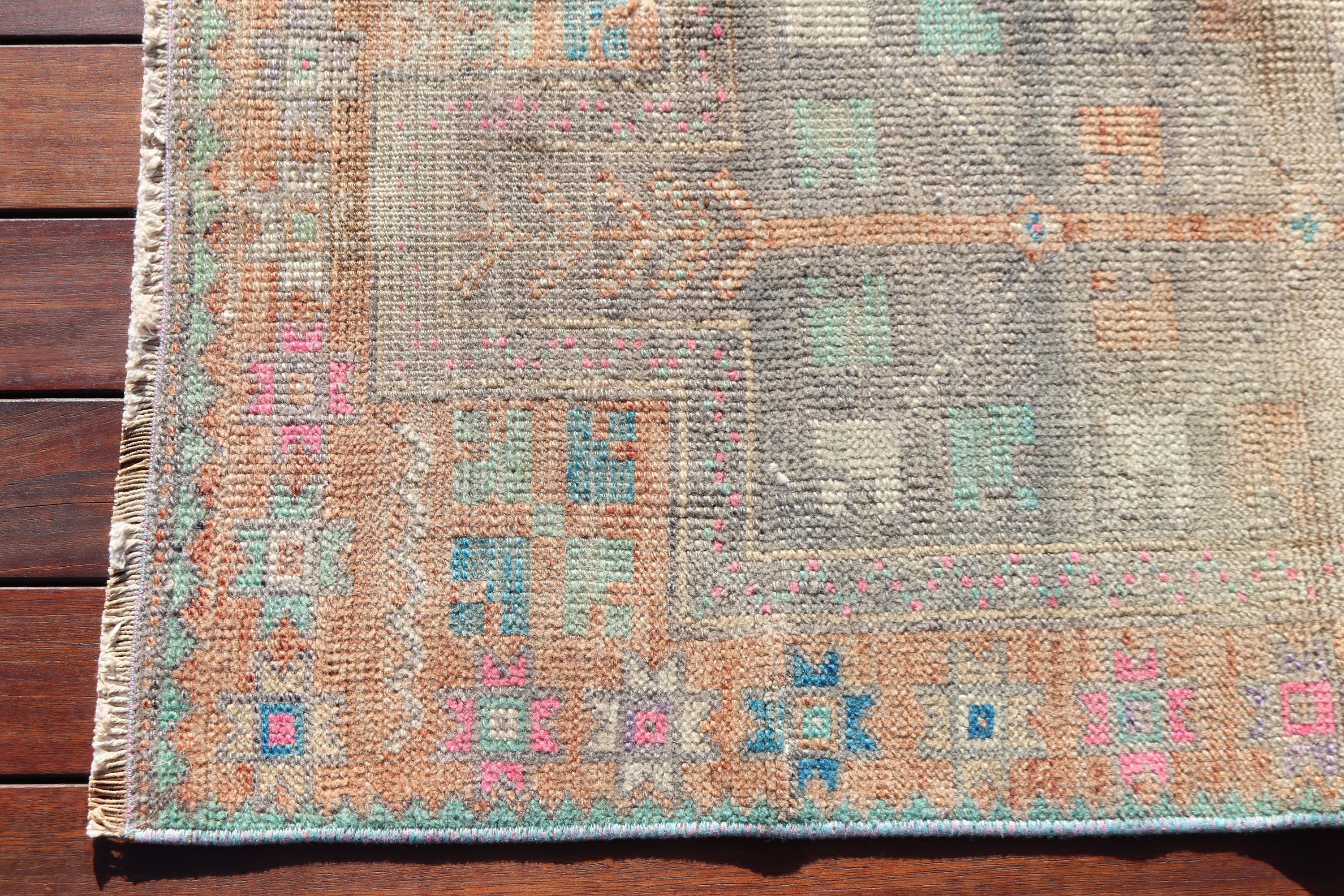 2x3,3 ft Küçük Halı, Küçük Vintage Halılar, Turuncu Anadolu Halıları, Oryantal Halı, Vintage Halı, Türk Halıları, Oushak Halıları, Çocuk Halıları