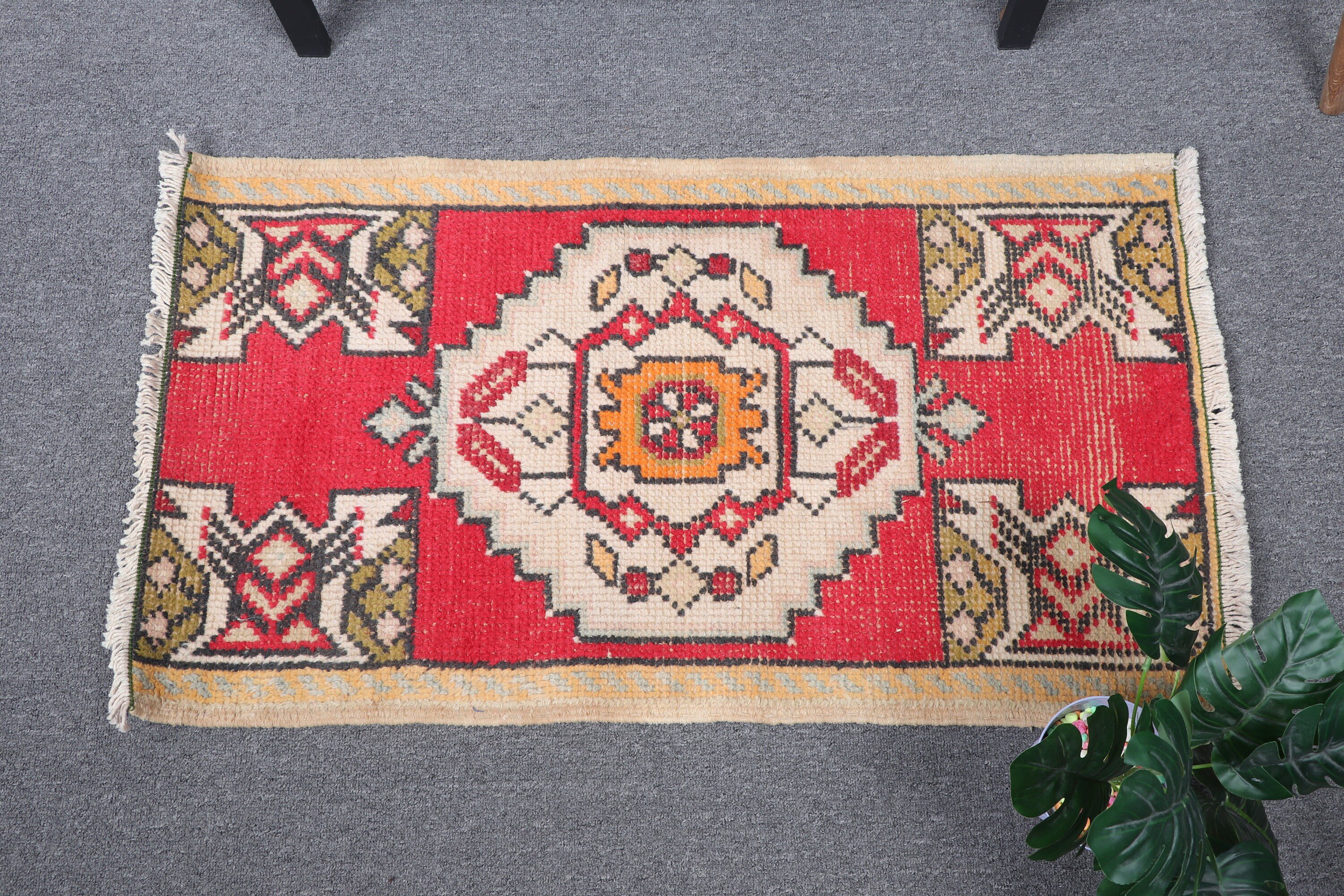 Door Mat Rugs, Vintage Rug, Rugs for Car Mat, Wool Rug, Turkish Rugs, Red Floor Rugs, Oushak Rug, Bathroom Rug, 1.7x3.1 ft Small Rug