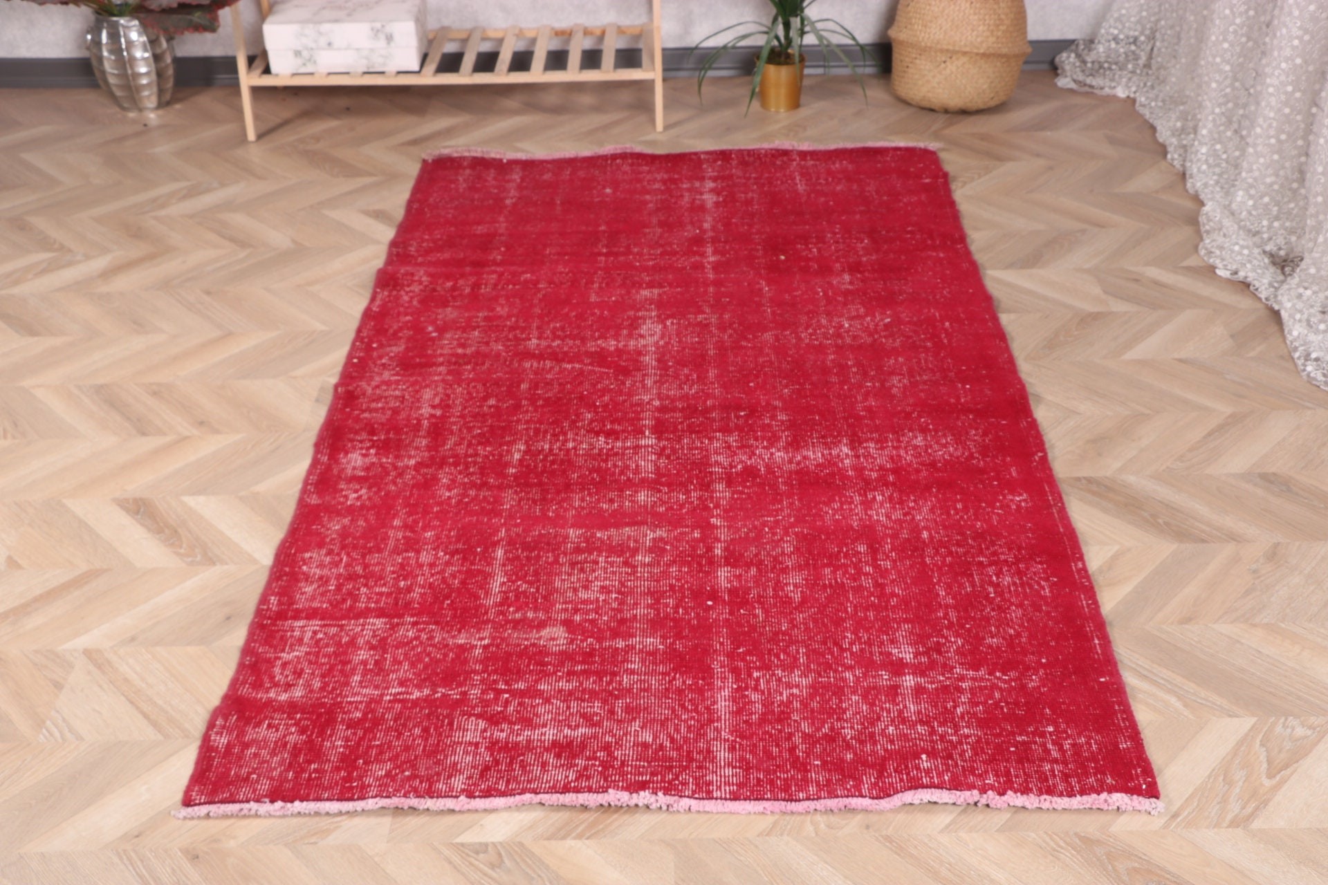 3.9x6.9 ft Area Rug, Exotic Rug, Vintage Rugs, Red Wool Rugs, Turkish Rug, Modern Rugs, Kitchen Rugs, Boho Area Rugs, Rugs for Dining Room