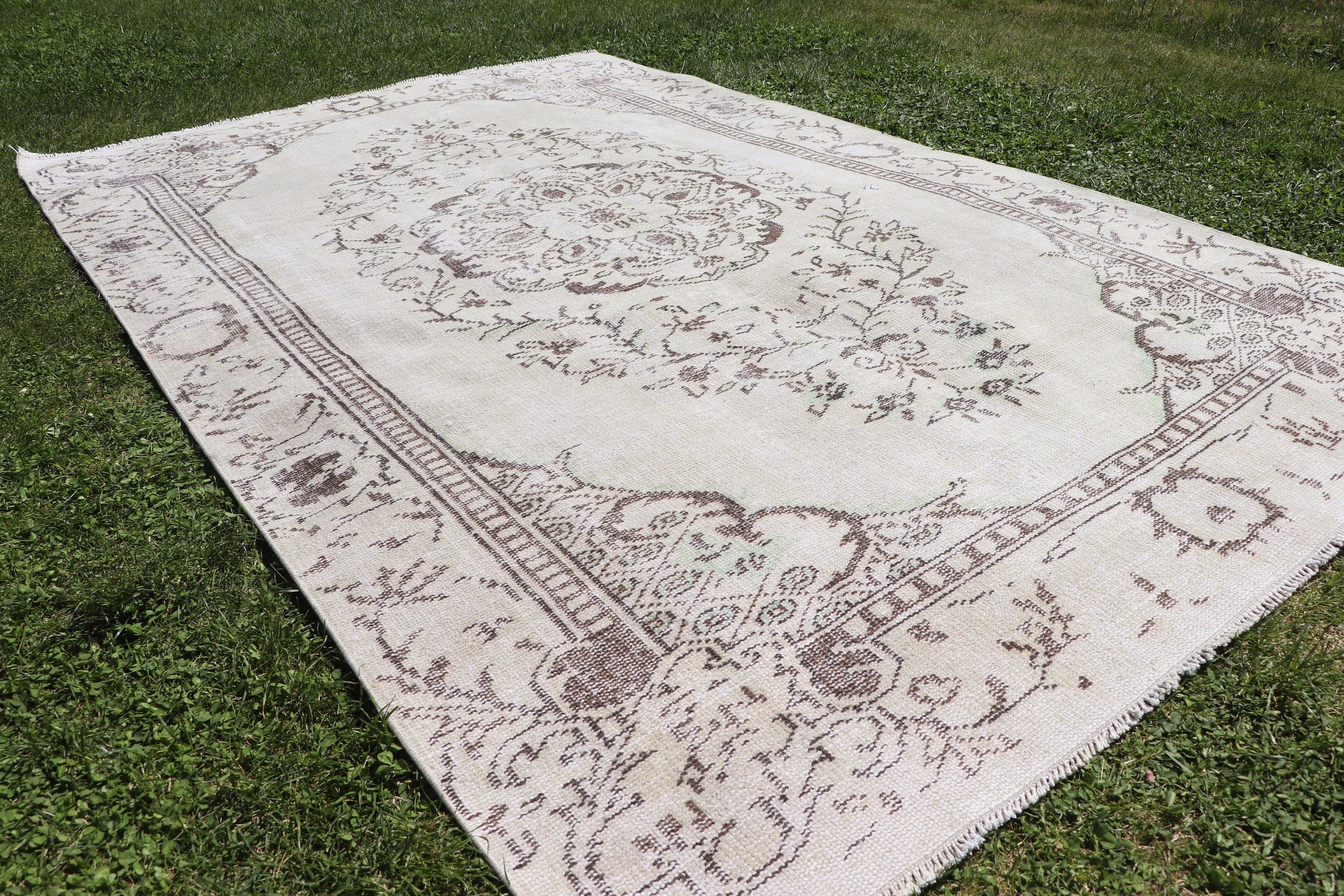 Turkish Rugs, Wool Rugs, Vintage Rug, Boho Rugs, Neutral Rugs, Large Vintage Rug, Green Moroccan Rugs, 5.2x8.5 ft Large Rug, Bedroom Rugs