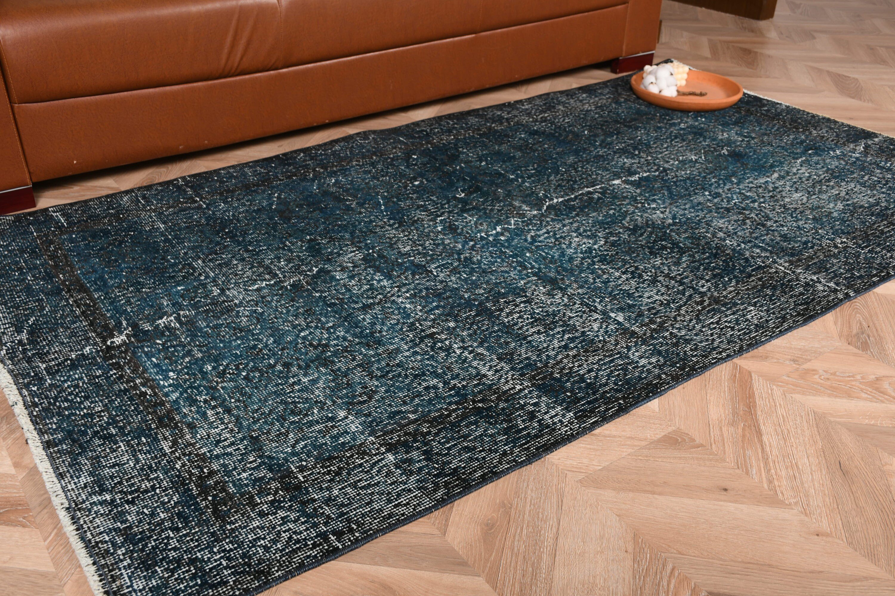 Vintage Rug, Living Room Rug, Bedroom Rugs, Turkish Rug, 3.7x6.7 ft Area Rug, Blue Anatolian Rug, Rugs for Dining Room, Kitchen Rug