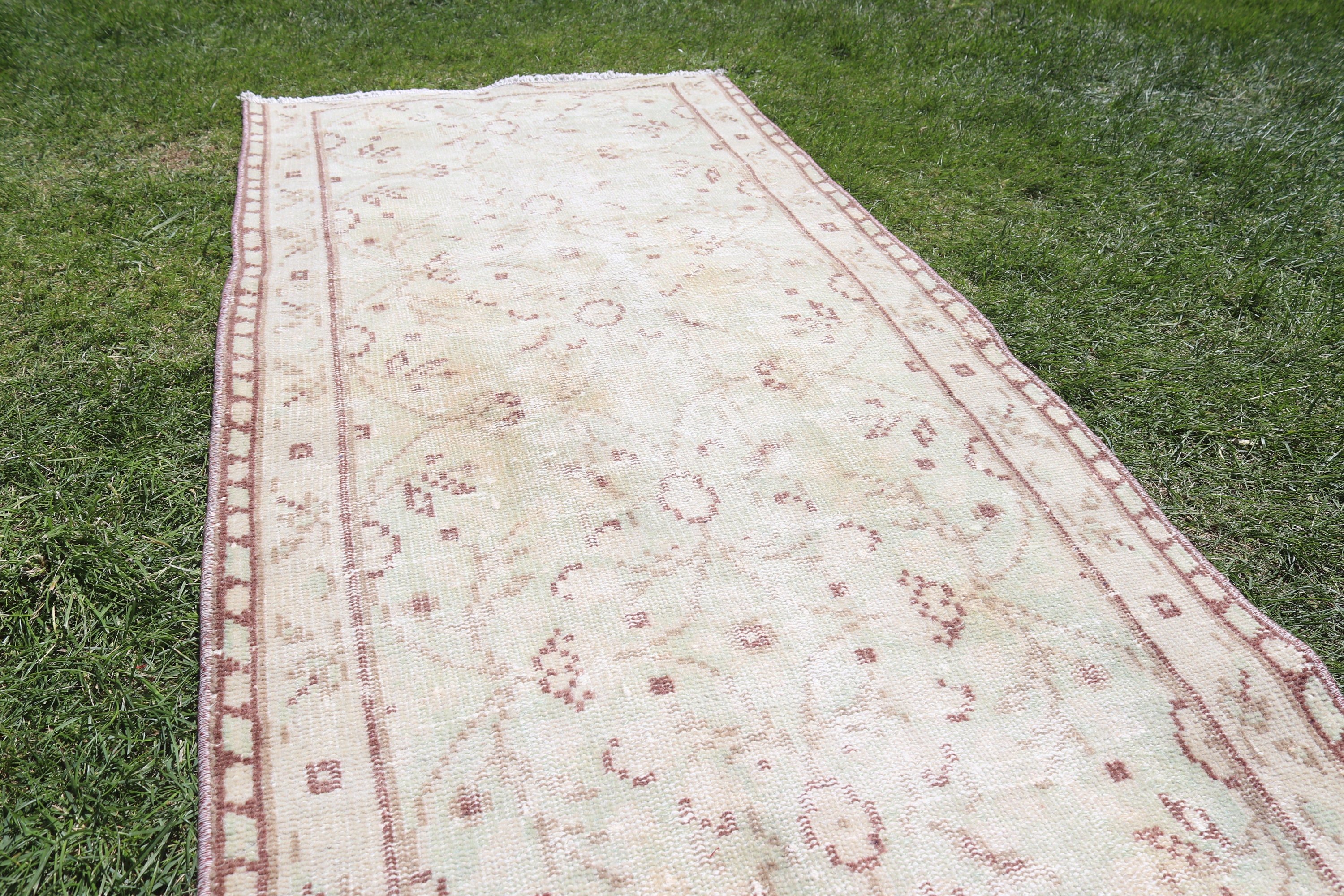 Bej Fas Halıları, Vintage Halı, Koridor Halıları, 2.4x6 ft Runner Halıları, Beni Ourain Runner Halıları, Nötr Halılar, Modern Halı, Türk Halıları