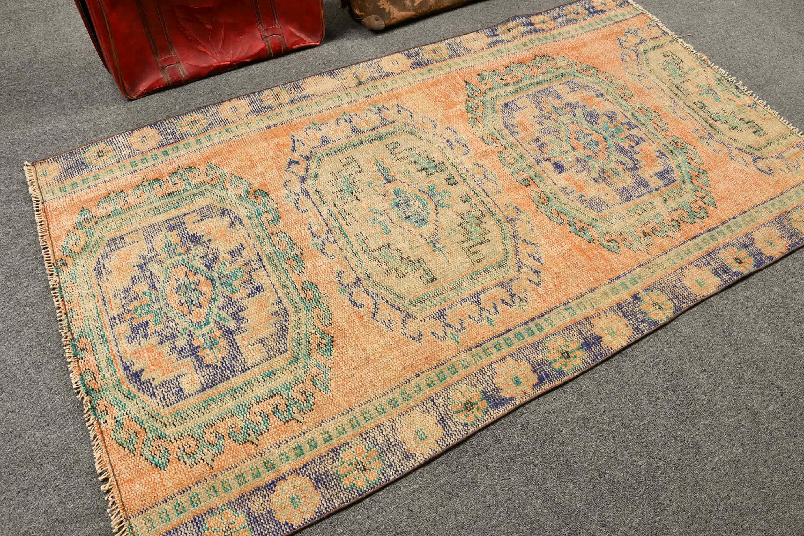 3.8x6.6 ft Area Rugs, Indoor Rug, Vintage Rug, Home Decor Rug, Turkish Rug, Old Rug, Orange Bedroom Rugs, Rugs for Bedroom