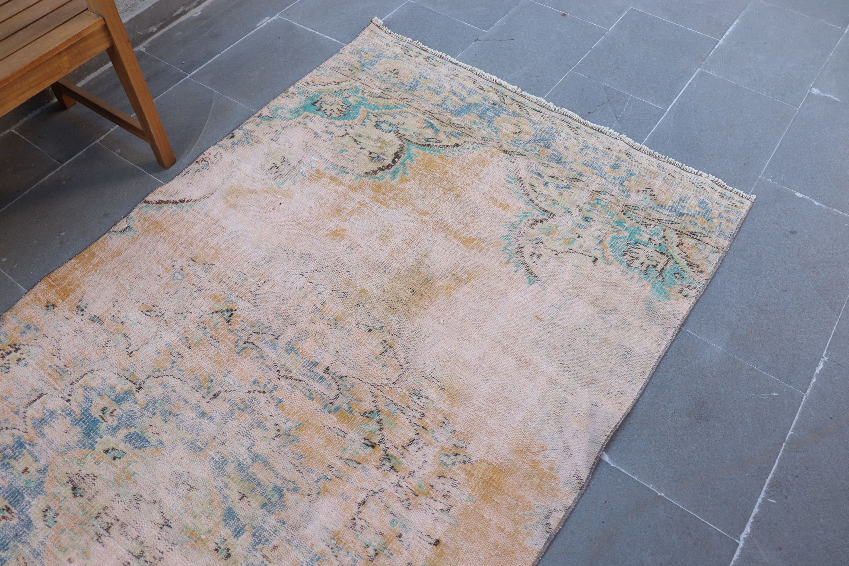 Oriental Rug, Turkish Rugs, Vintage Rugs, Oushak Rugs, Dorm Rug, 4.1x9.2 ft Area Rug, Dining Room Rugs, Orange Oriental Rug, Rugs for Floor