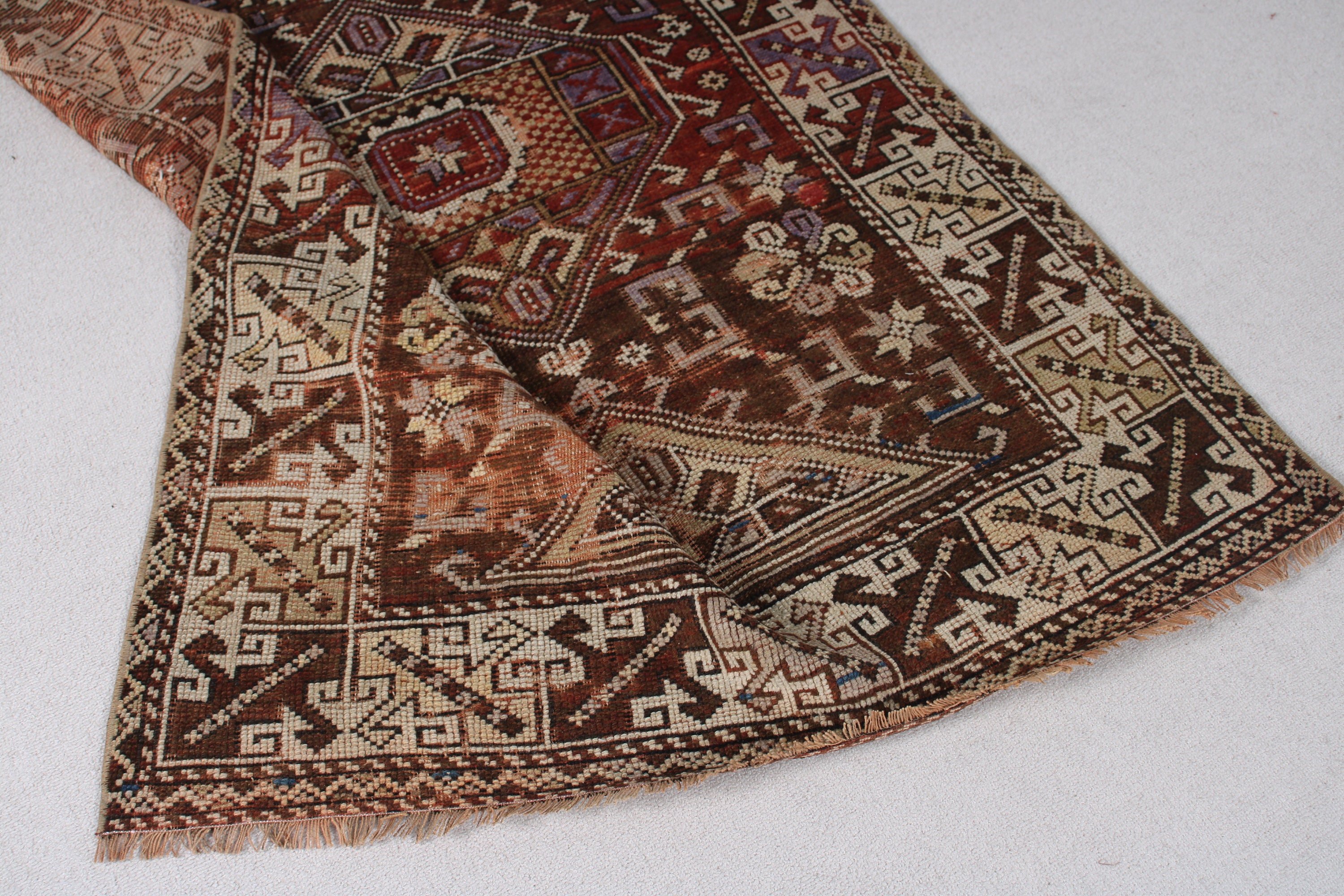 Floor Rug, Brown Oushak Rugs, Turkish Rug, 3.7x5.1 ft Accent Rug, Handwoven Rug, Entry Rug, Kitchen Rug, Vintage Rug, Vintage Accent Rugs