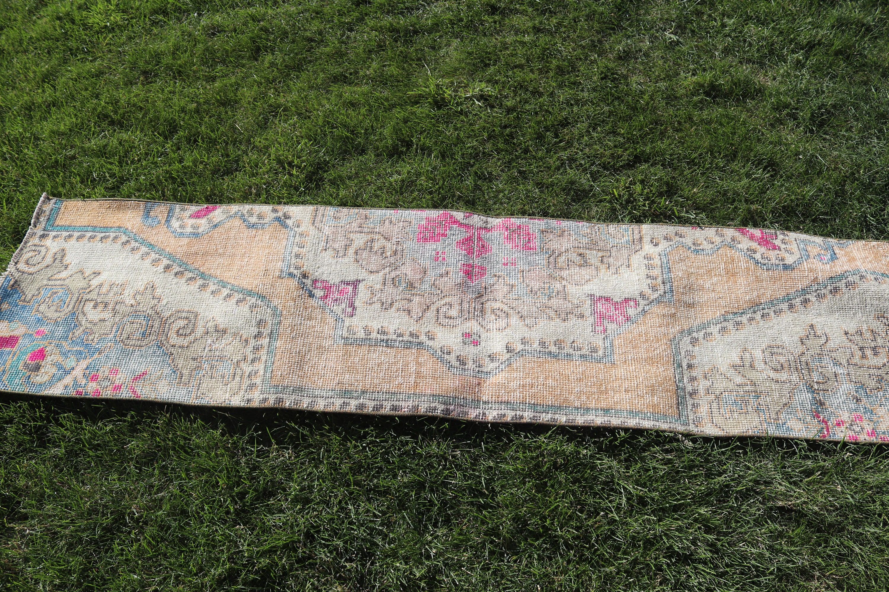 Geometric Rugs, Turkish Rugs, 1.6x6.3 ft Runner Rug, Corridor Rug, Boho Rugs, Vintage Rug, Vintage Runner Rug, Bronze Luxury Rugs