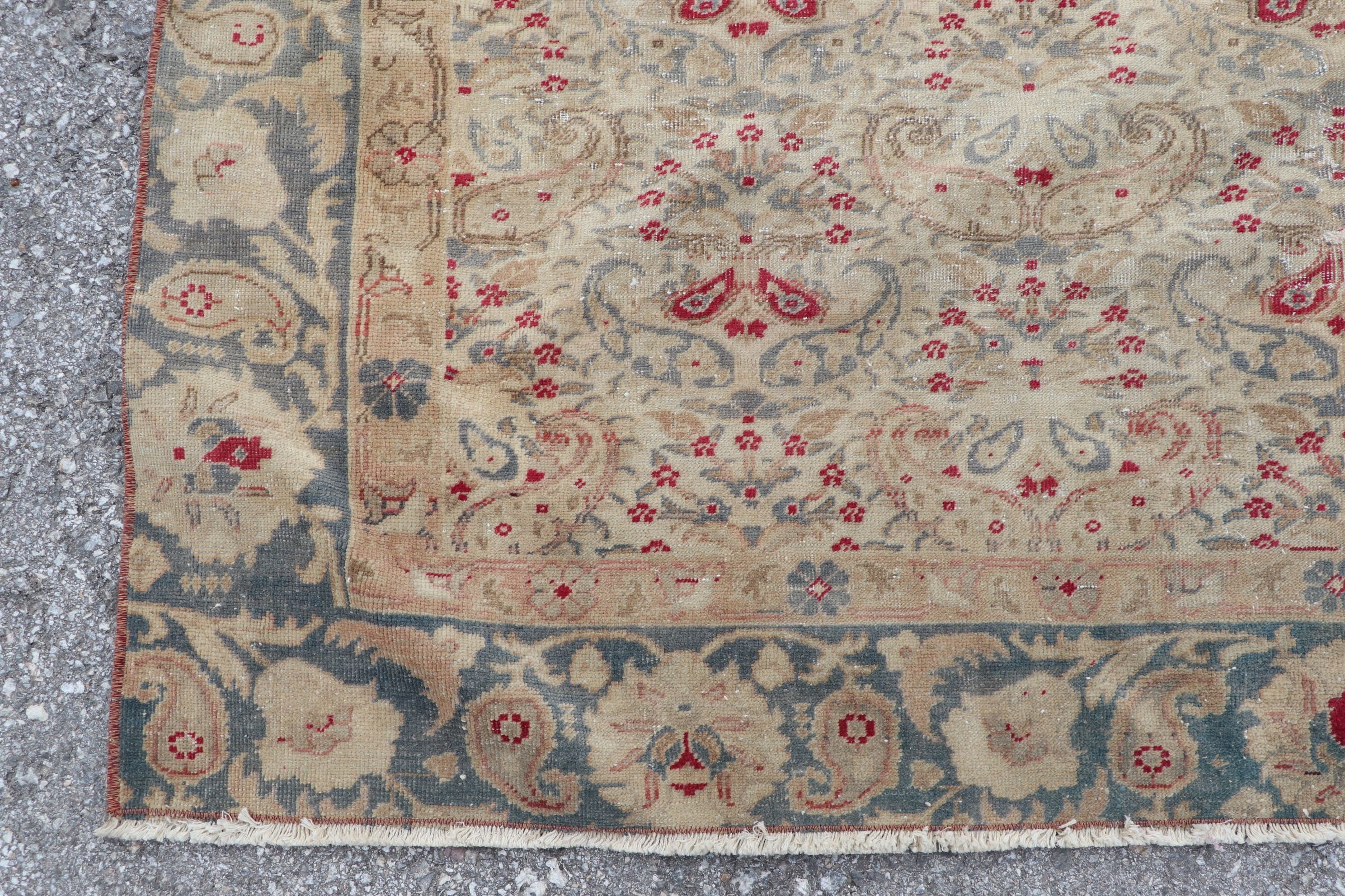 Vintage Halı, Bej Antika Halı, Anadolu Halısı, Oturma Odası Halıları, Retro Halı, Türk Halıları, 5.7x8.5 ft Büyük Halı, Salon Halıları, Oryantal Halı