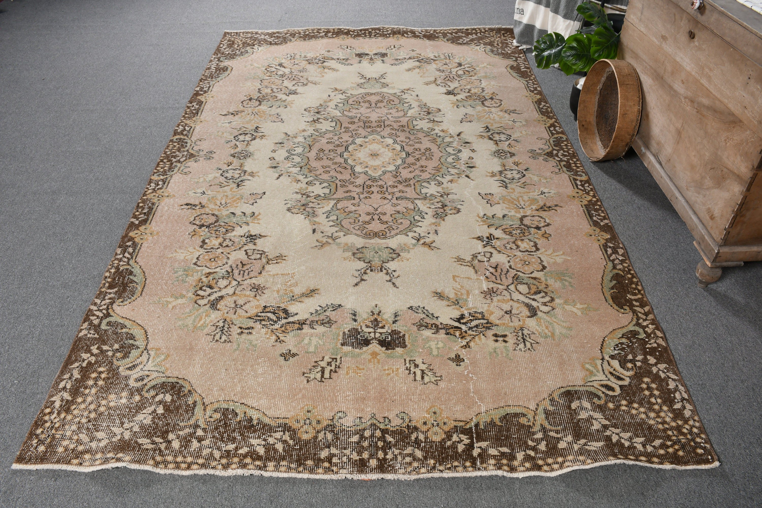 Vintage Halılar, Bej Fas Halıları, Salon Halıları, 5.4x9.2 ft Büyük Halı, Türk Halısı, Özel Halı, Antika Halılar, Oturma Odası Halıları