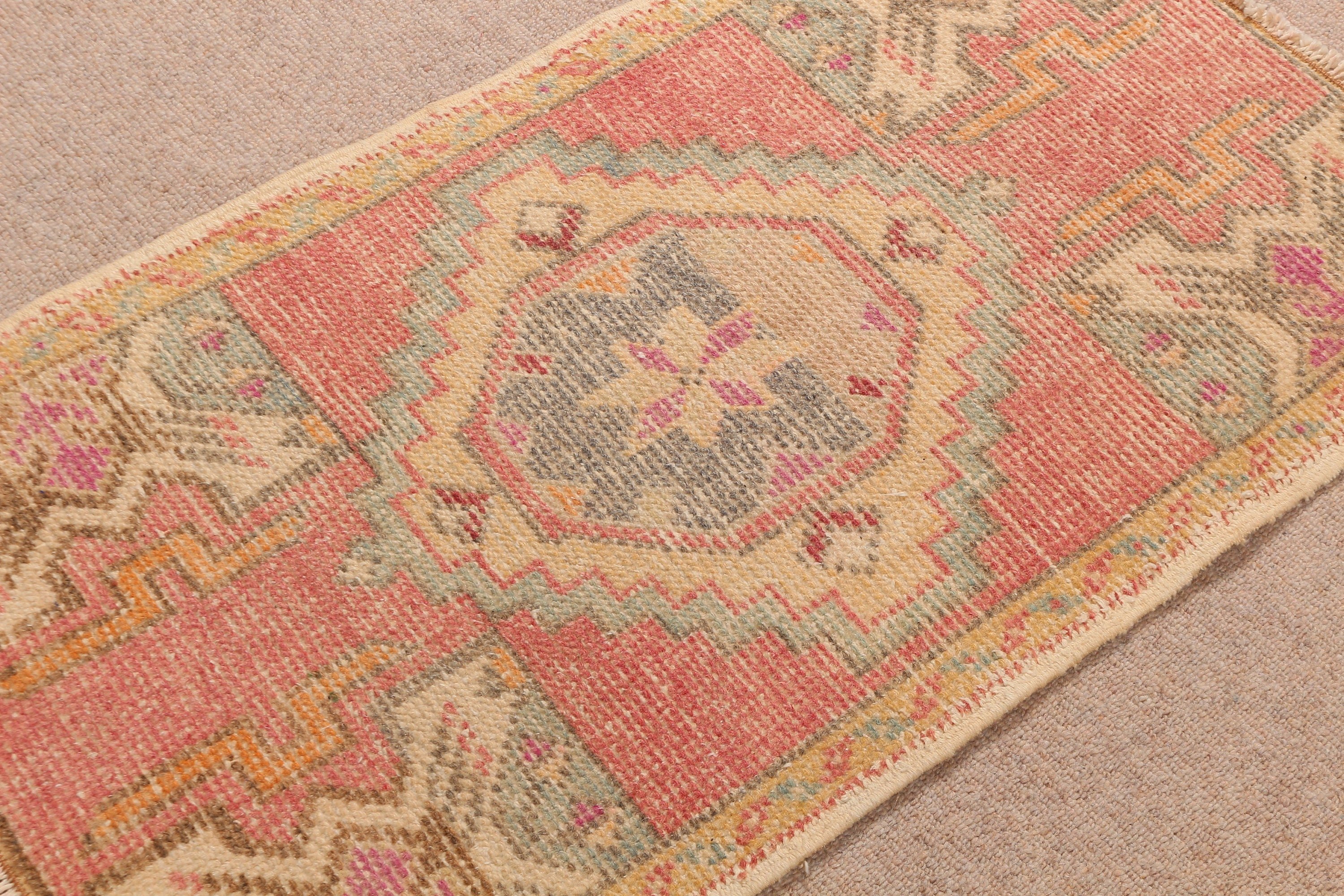 Antique Rugs, Turkish Rugs, Vintage Rug, Rugs for Entry, Pink Floor Rug, Kitchen Rug, Door Mat Rug, 1.6x2.8 ft Small Rugs