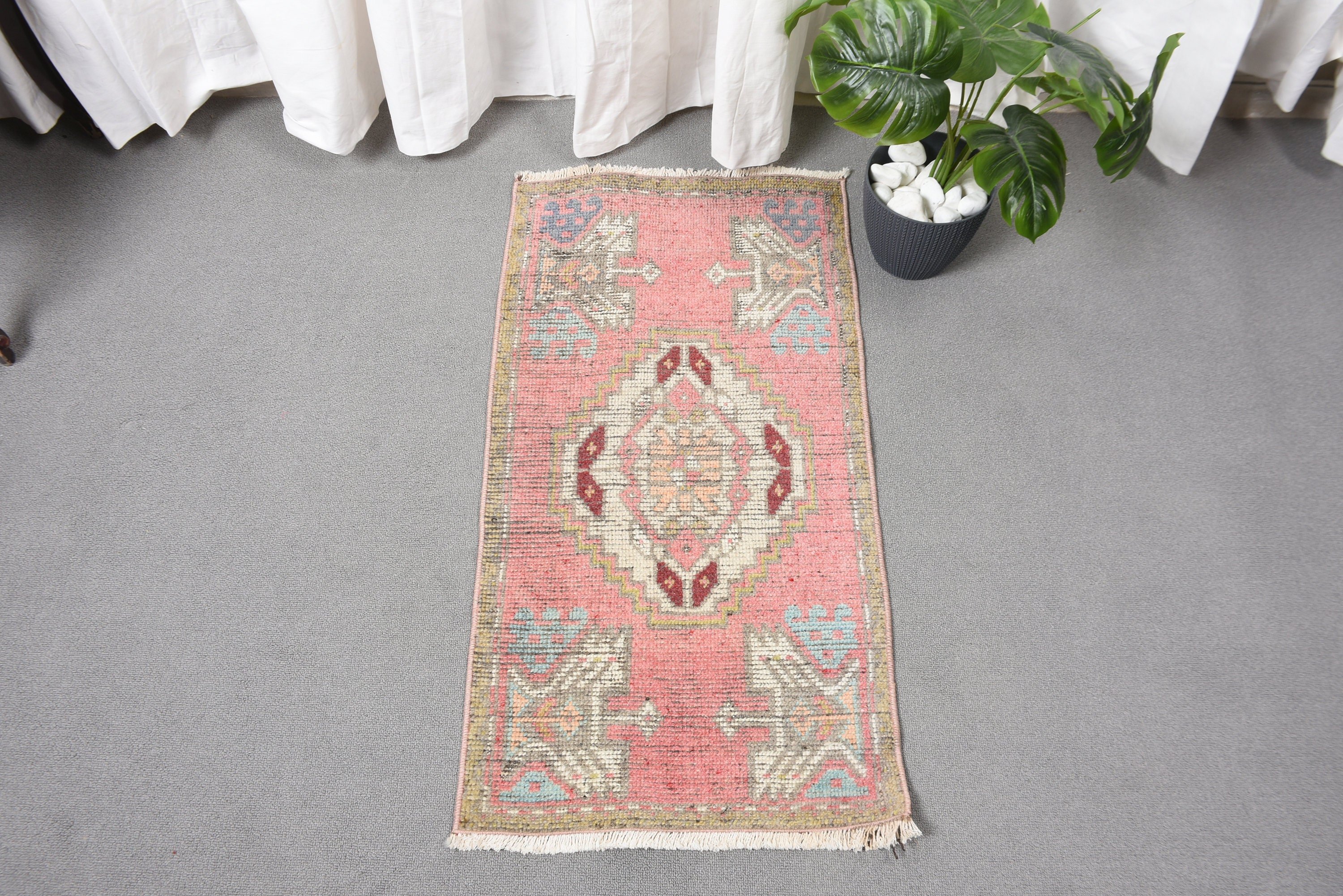 Bath Rugs, Nursery Rug, 1.6x3.1 ft Small Rug, Turkish Rug, Rugs for Door Mat, Anatolian Rugs, Pink Cool Rugs, Wool Rugs, Vintage Rugs