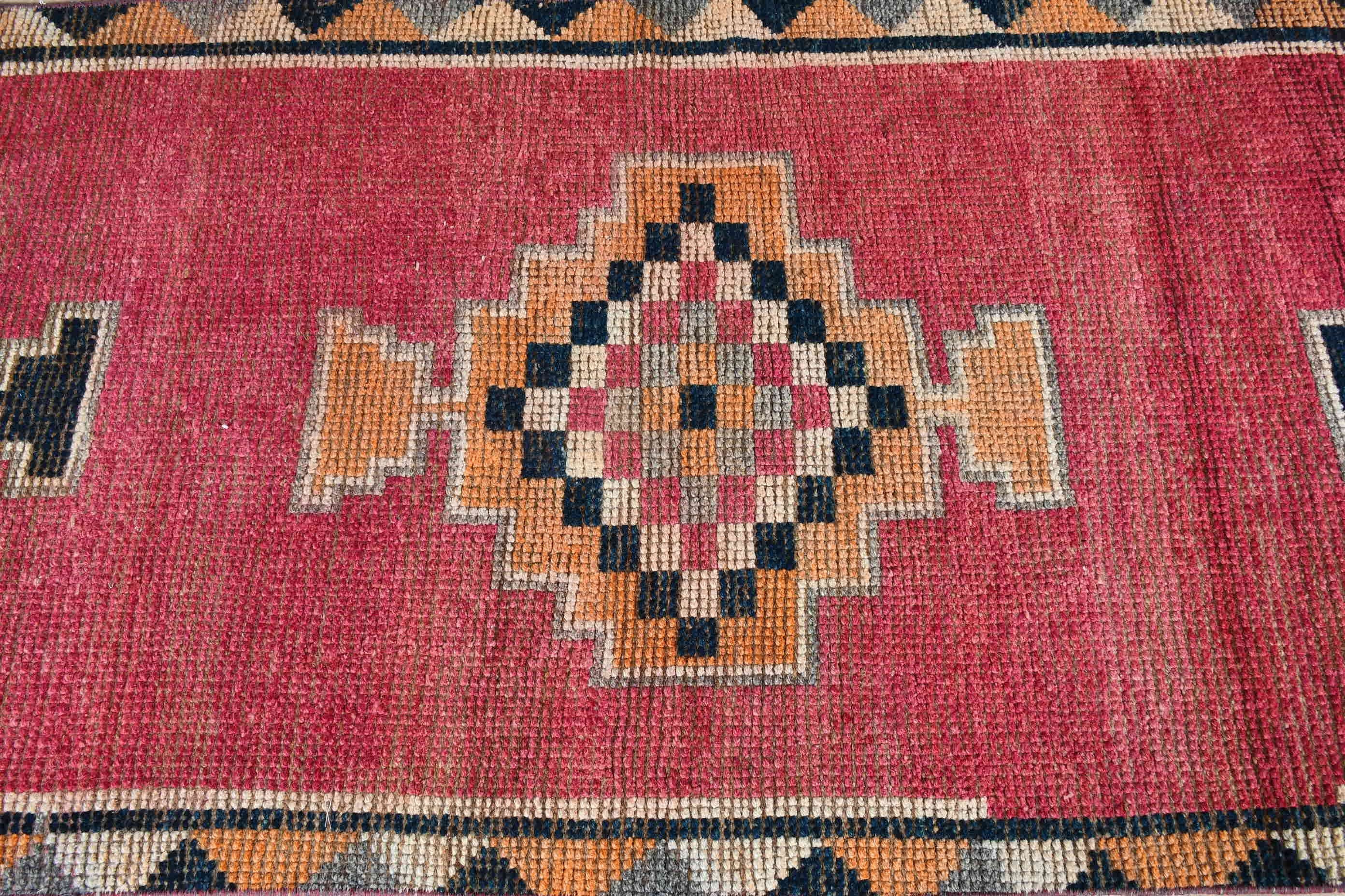 Cool Rug, Rugs for Kitchen, Vintage Rug, Tribal Turkish Rug Rugs, Pink Cool Rug, Wool Rug, Hallway Rug, Turkish Rug, 2.9x11 ft Runner Rugs