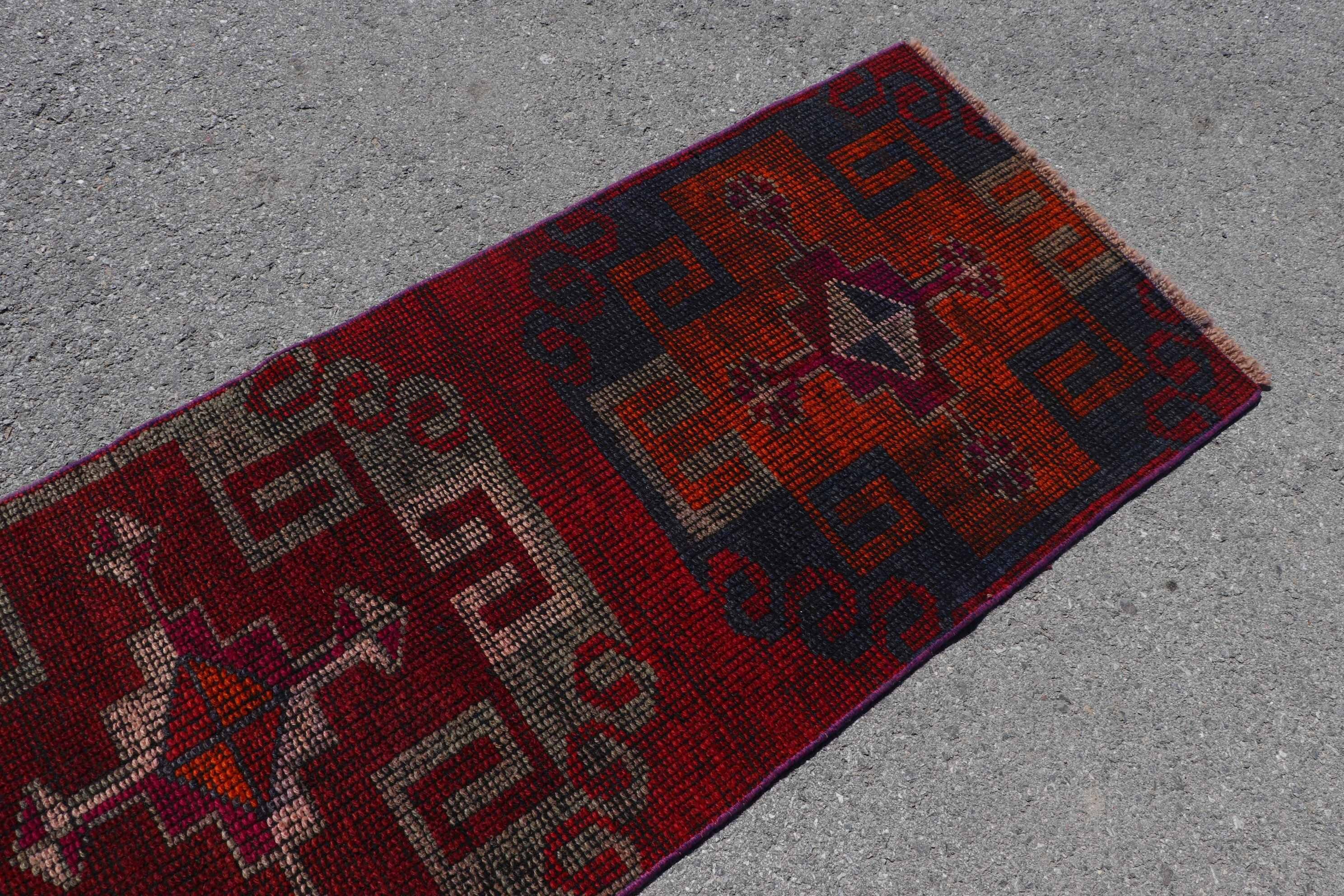 Cool Rugs, Wool Rug, 2.5x8.8 ft Runner Rugs, Kitchen Rugs, Corridor Rug, Orange Home Decor Rug, Rugs for Runner, Turkish Rug, Vintage Rugs