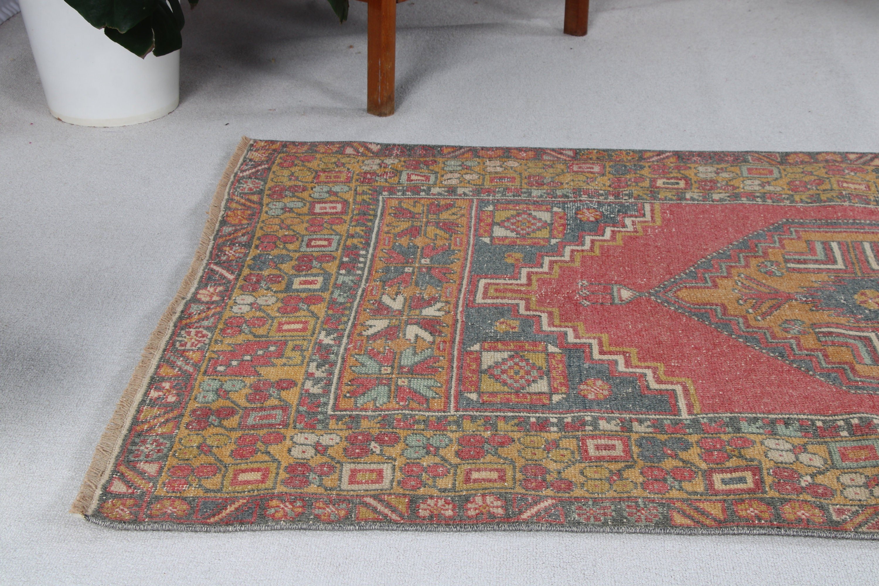 Giriş Halıları, Türk Halısı, Vintage Halı, 3,6x6 ft Vurgulu Halılar, Etnik Halı, Havalı Halı, Vintage Vurgulu Halılar, Kırmızı Mutfak Halıları