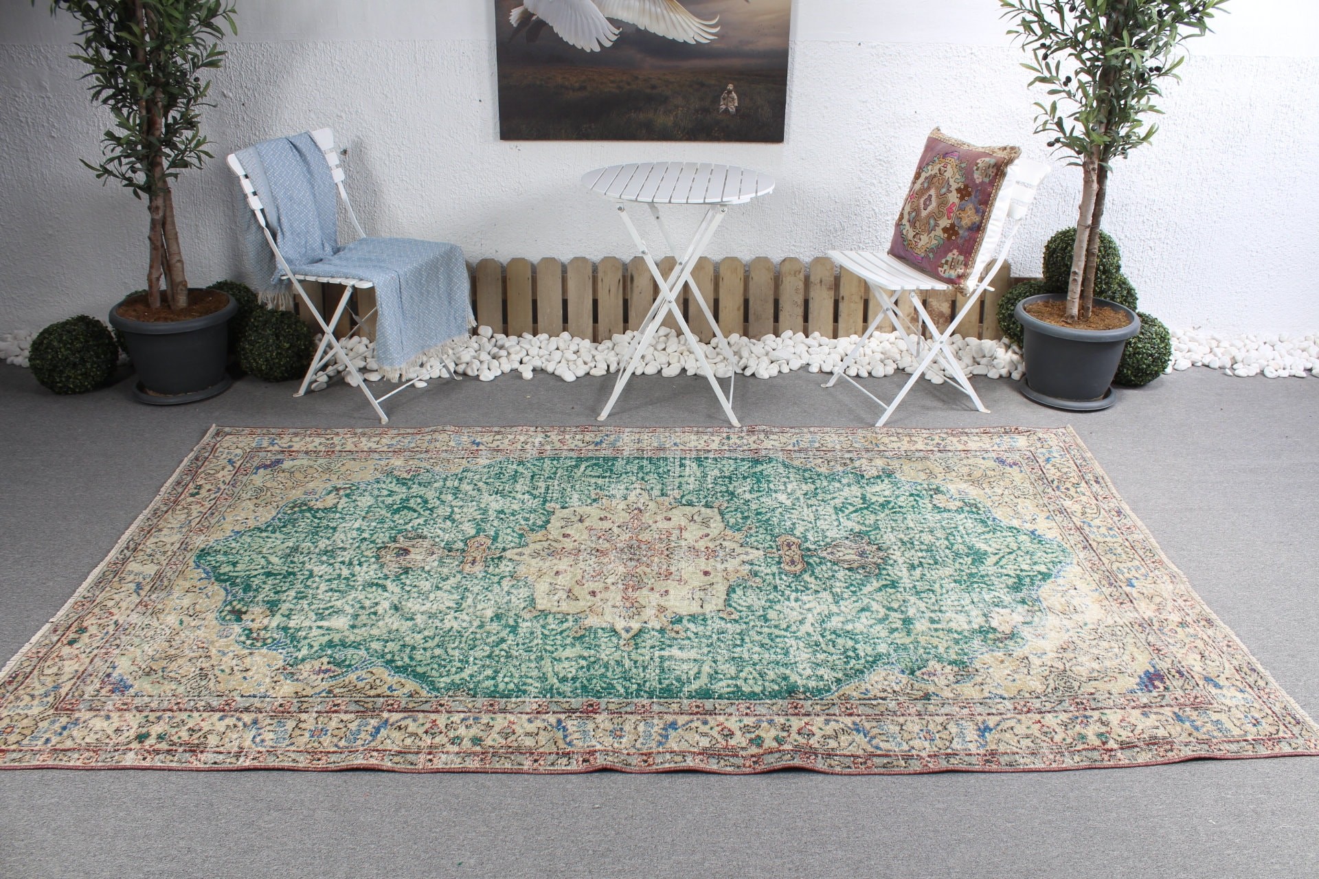 Vintage Rug, Green Kitchen Rug, Moroccan Rugs, 5.1x8.9 ft Large Rug, Living Room Rugs, Bedroom Rugs, Rugs for Bedroom, Turkish Rug