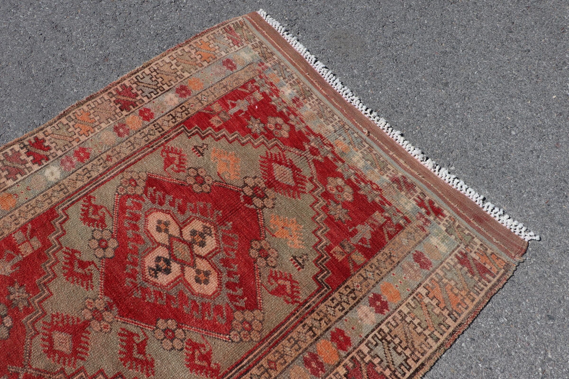 Bedroom Rugs, Red  4.2x5 ft Accent Rug, Vintage Rug, Oriental Rug, Anatolian Rug, Designer Rug, Turkish Rugs, Kitchen Rug