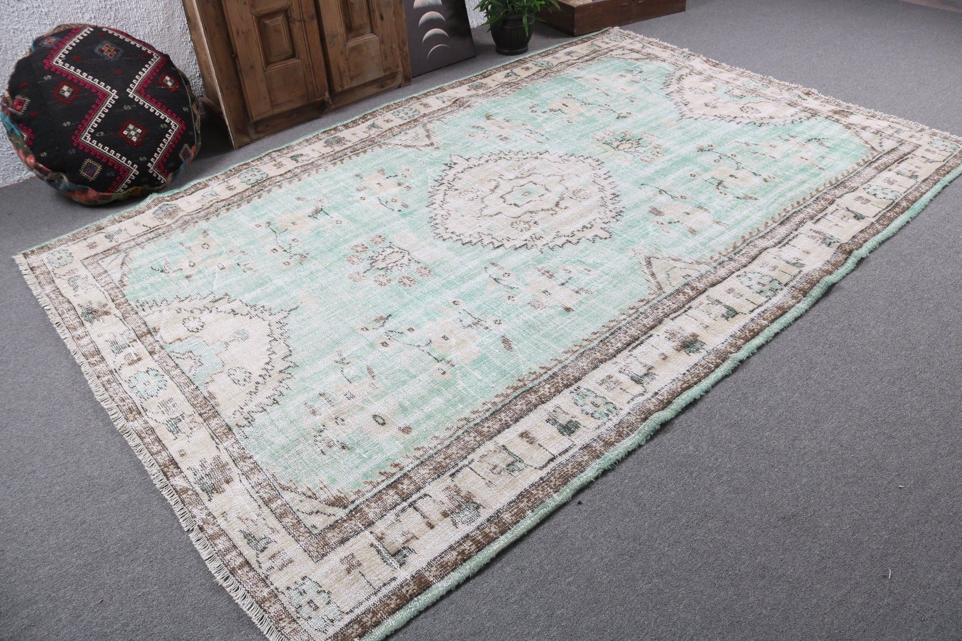 Oturma Odası Halısı, Kabile Halısı, Yeşil Soğuk Halı, Mutfak Halısı, Türk Halıları, Büyük Boho Halısı, Vintage Halı, Fas Halıları, 6,3x9,4 ft Büyük Halılar