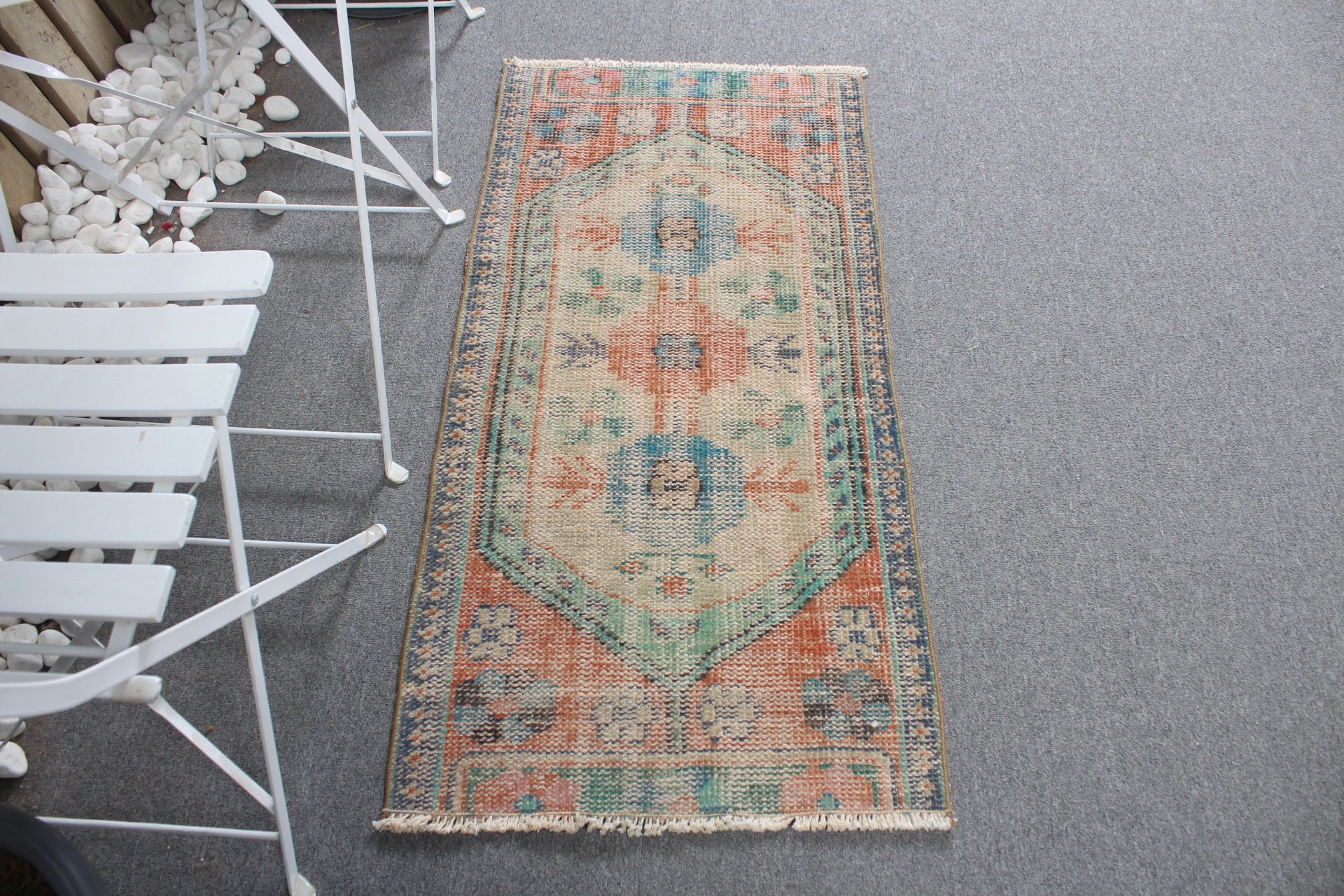 Kapı Paspası Halısı, Vintage Halı, Banyo Halısı, 1.9x3.9 ft Küçük Halılar, Yeşil Ev Dekorasyonu Halıları, Soluk Halı, Türk Halısı, Antika Halılar