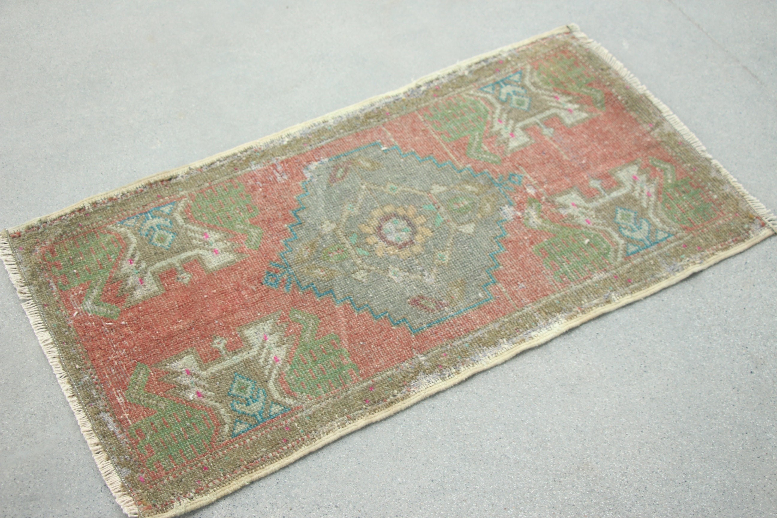 1.7x3.1 ft Small Rugs, Turkish Rugs, Green Kitchen Rugs, Outdoor Rug, Vintage Rugs, Oushak Rug, Floor Rugs, Bathroom Rugs, Small Area Rugs