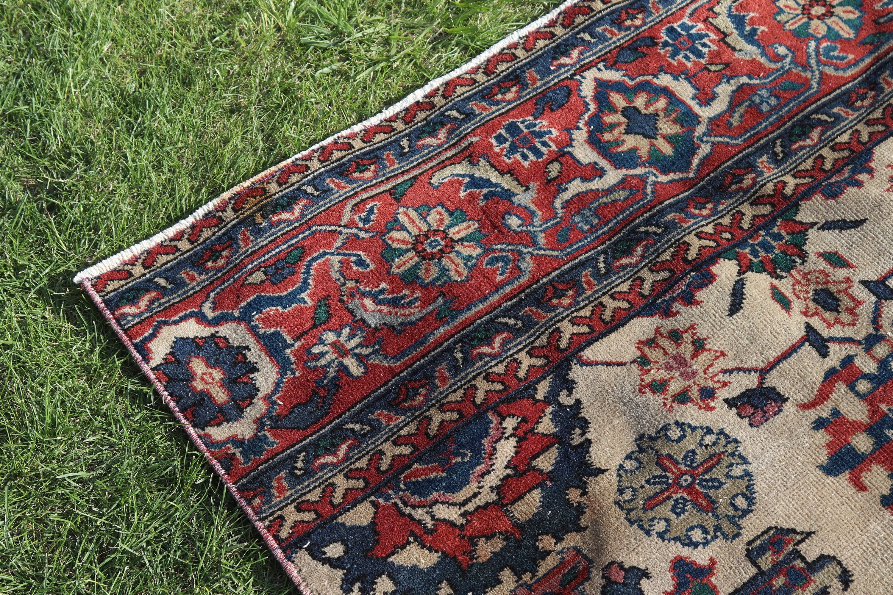 Yatak Odası Halısı, 4.4x10.7 ft Büyük Halı, Antika Halılar, Salon Halıları, Türk Halıları, Nötr Halılar, Kırmızı Soğuk Halı, Vintage Halı, Büyük Boho Halıları