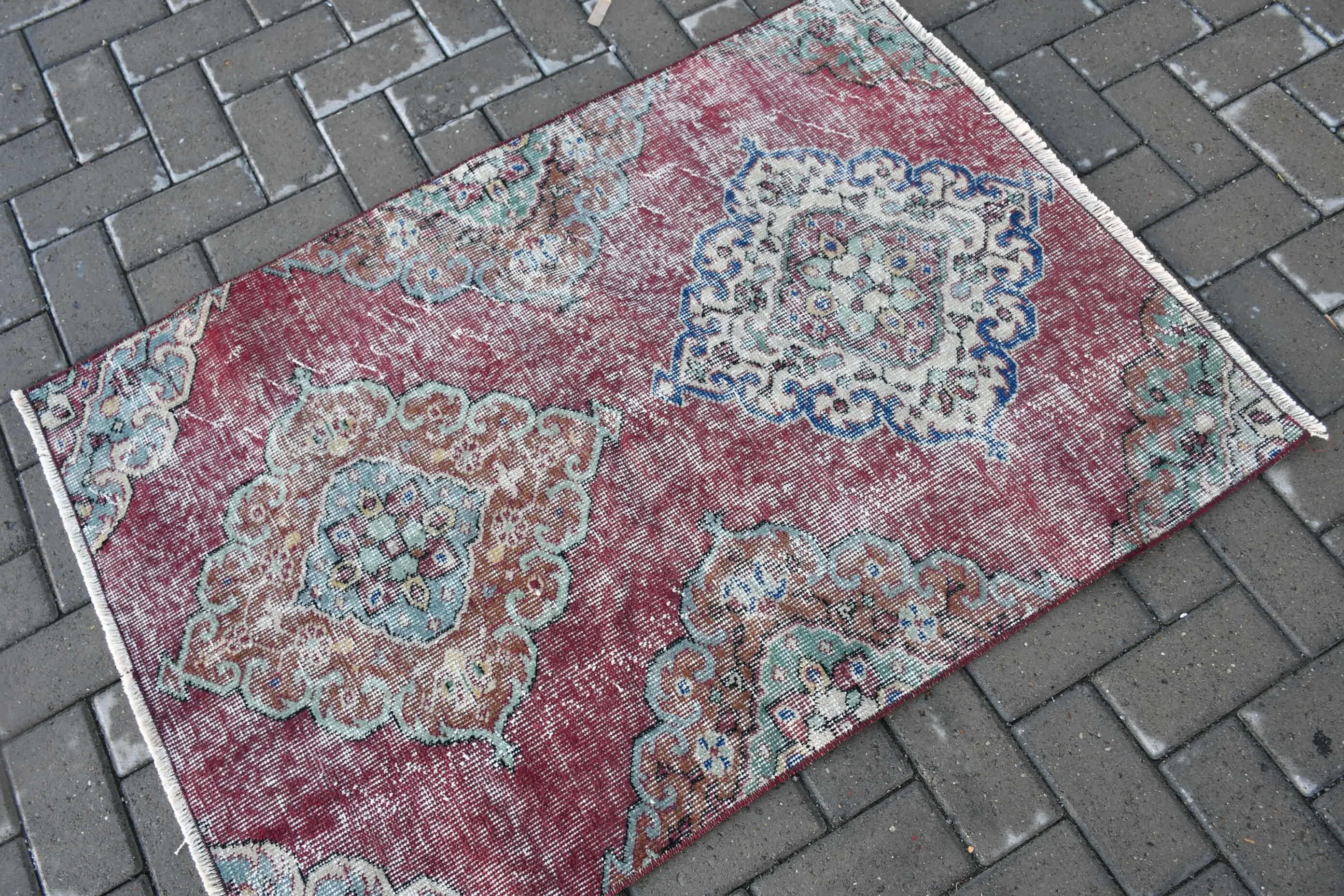 Turkish Rug, Door Mat Rug, Abstract Rugs, Vintage Rug, Purple  2.9x4 ft Small Rug, Home Decor Rug, Wall Hanging Rug, Floor Rug