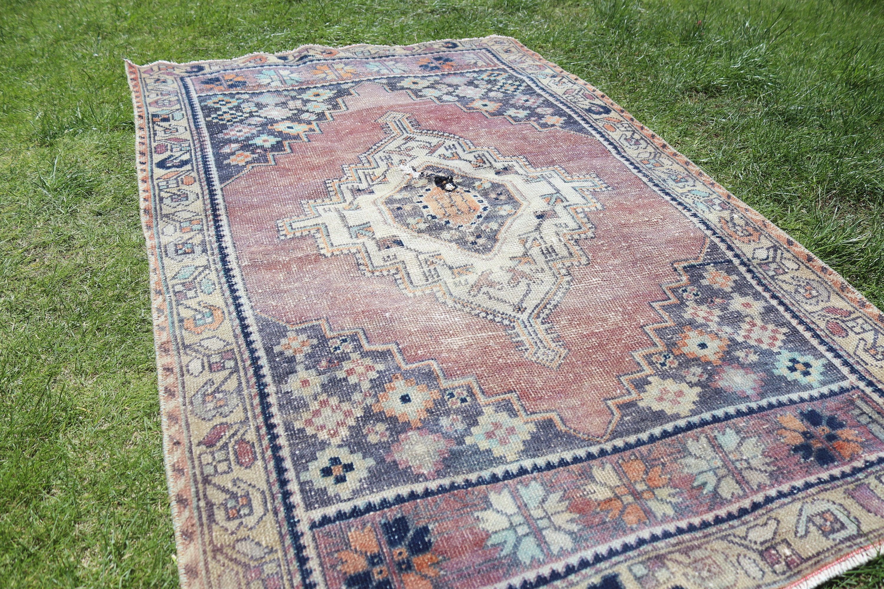 Bronz Yer Halısı, Türk Halısı, Boho Vurgulu Halılar, Yatak Odası Halısı, Organik Halı, 3,2x5,2 ft Vurgulu Halı, Vintage Halı, Fas Halısı, Lüks Halı