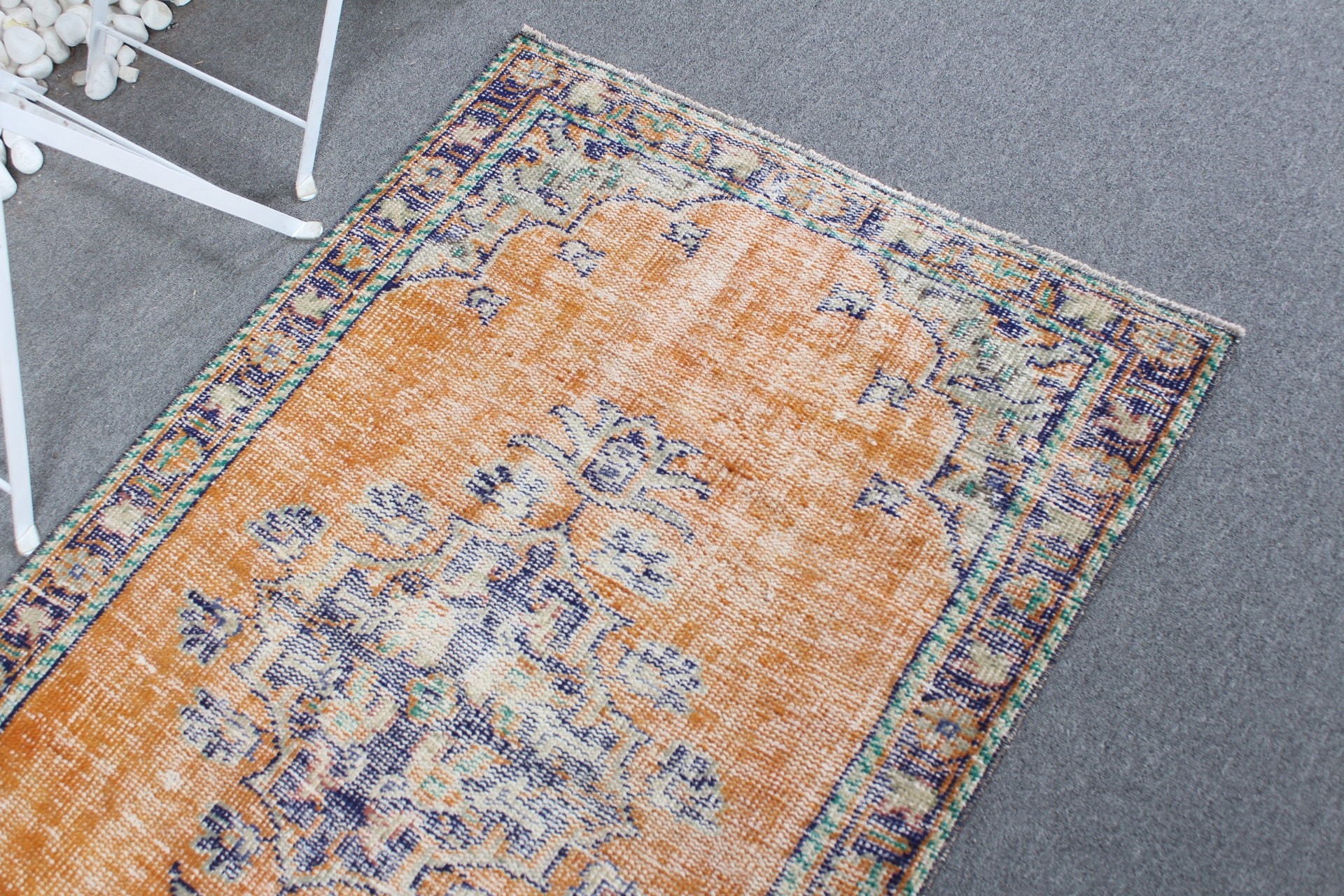 Vintage Rug, Antique Rug, Turkish Rugs, Rugs for Bedroom, Orange Kitchen Rug, Wool Rug, Nursery Rugs, Car Mat Rug, 2.9x4.5 ft Small Rug