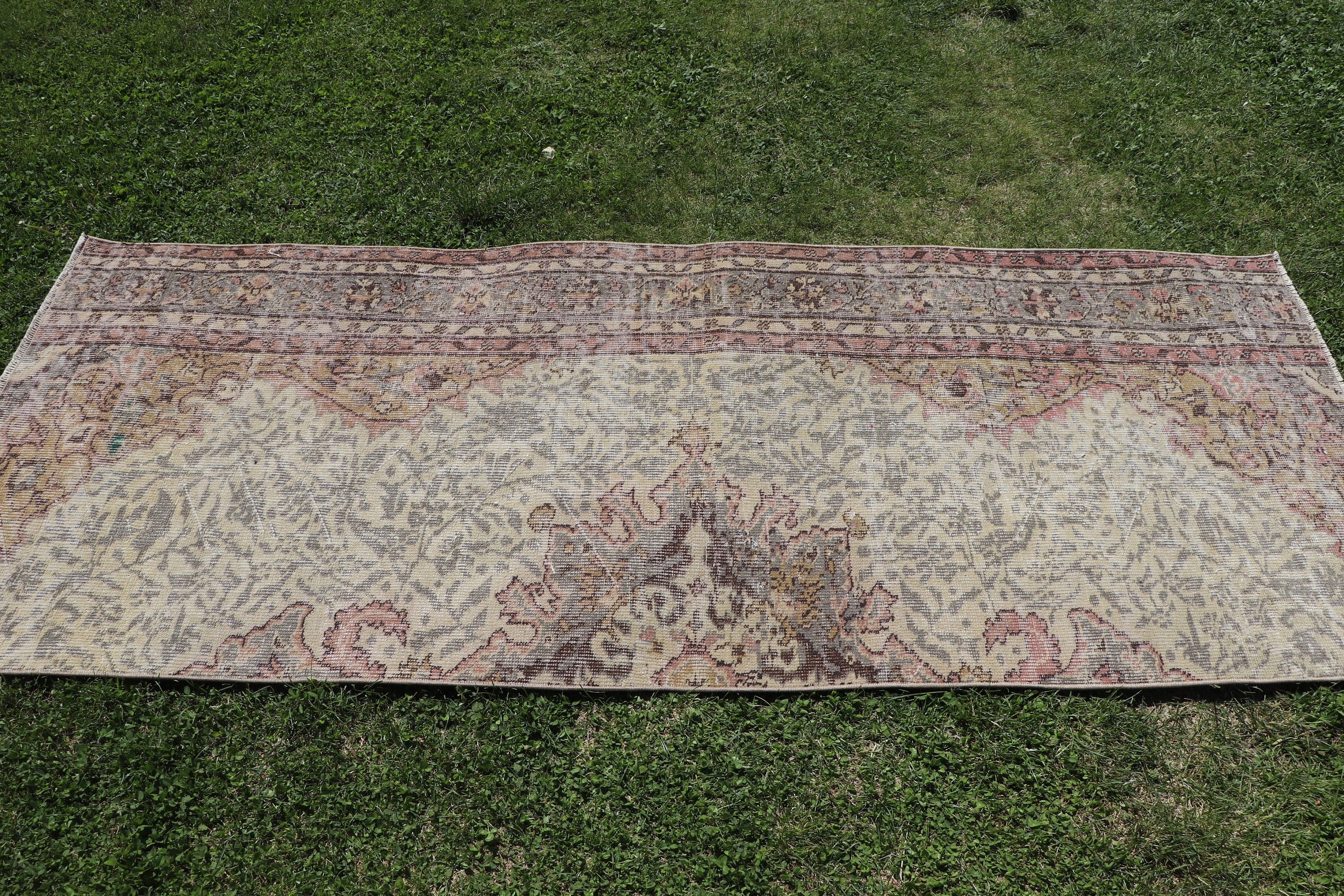 Yer Halıları, Vintage Halılar, Bej Lüks Halılar, El Dokuma Halı, Türk Halıları, Mutfak Halıları, 2,9x7,1 ft Aksan Halı, Aztek Halı, Boho Vurgu Halıları