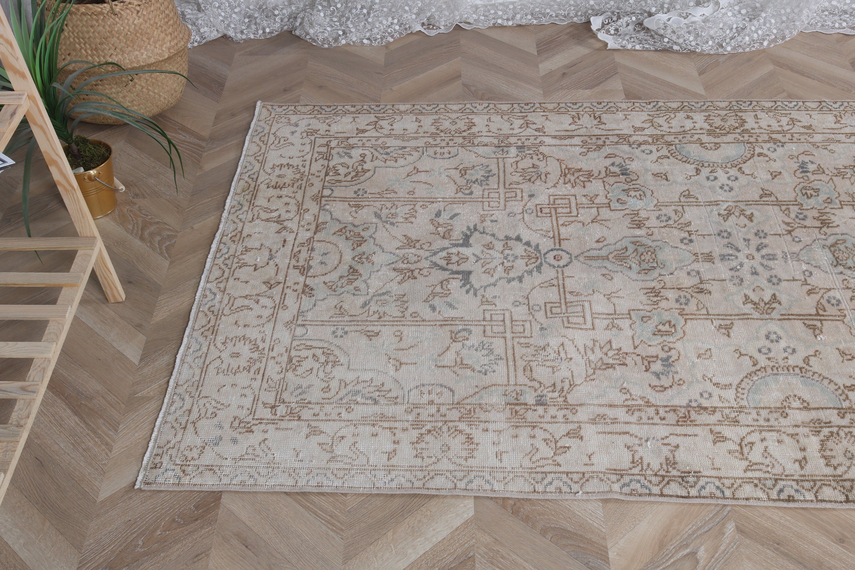 Fas Halısı, Türk Halıları, Vintage Halı, 3,8x6,4 ft Alan Halıları, Türkiye Halısı, Yatak Odası Halısı, Bej Ev Dekor Halısı, Çocuk Odası Halıları, Çocuk Odası Halısı