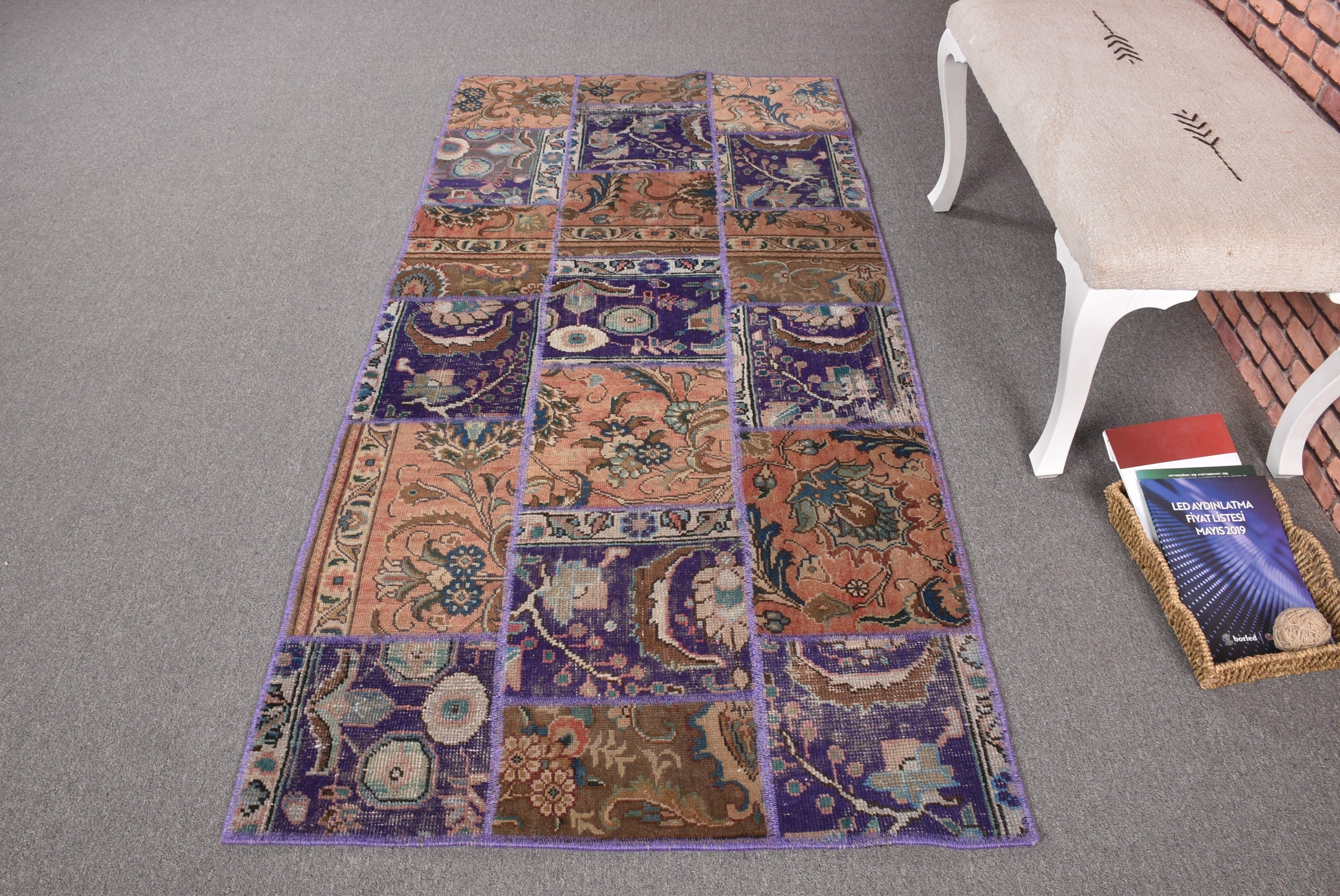 Antique Rugs, Vintage Rug, Home Decor Rug, Boho Accent Rugs, Purple Oushak Rugs, Decorative Rugs, 3.3x6.9 ft Accent Rugs, Turkish Rug