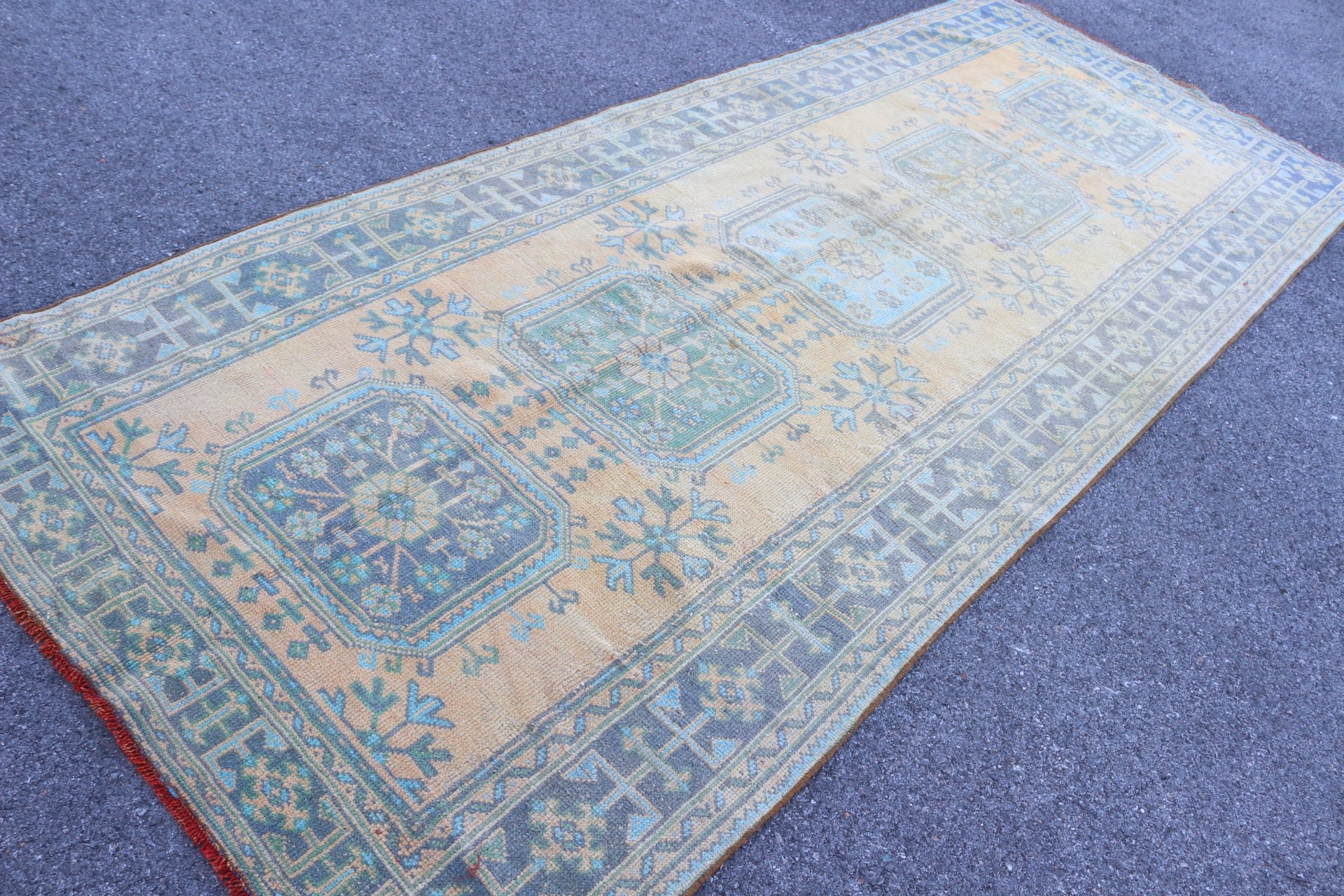 Yemek Odası Halısı, Oushak Halısı, 4.7x11.5 ft Büyük Halı, Aztek Halıları, Salon Halıları, Turuncu Anadolu Halıları, Vintage Halı, Türk Halısı, Anadolu Halısı