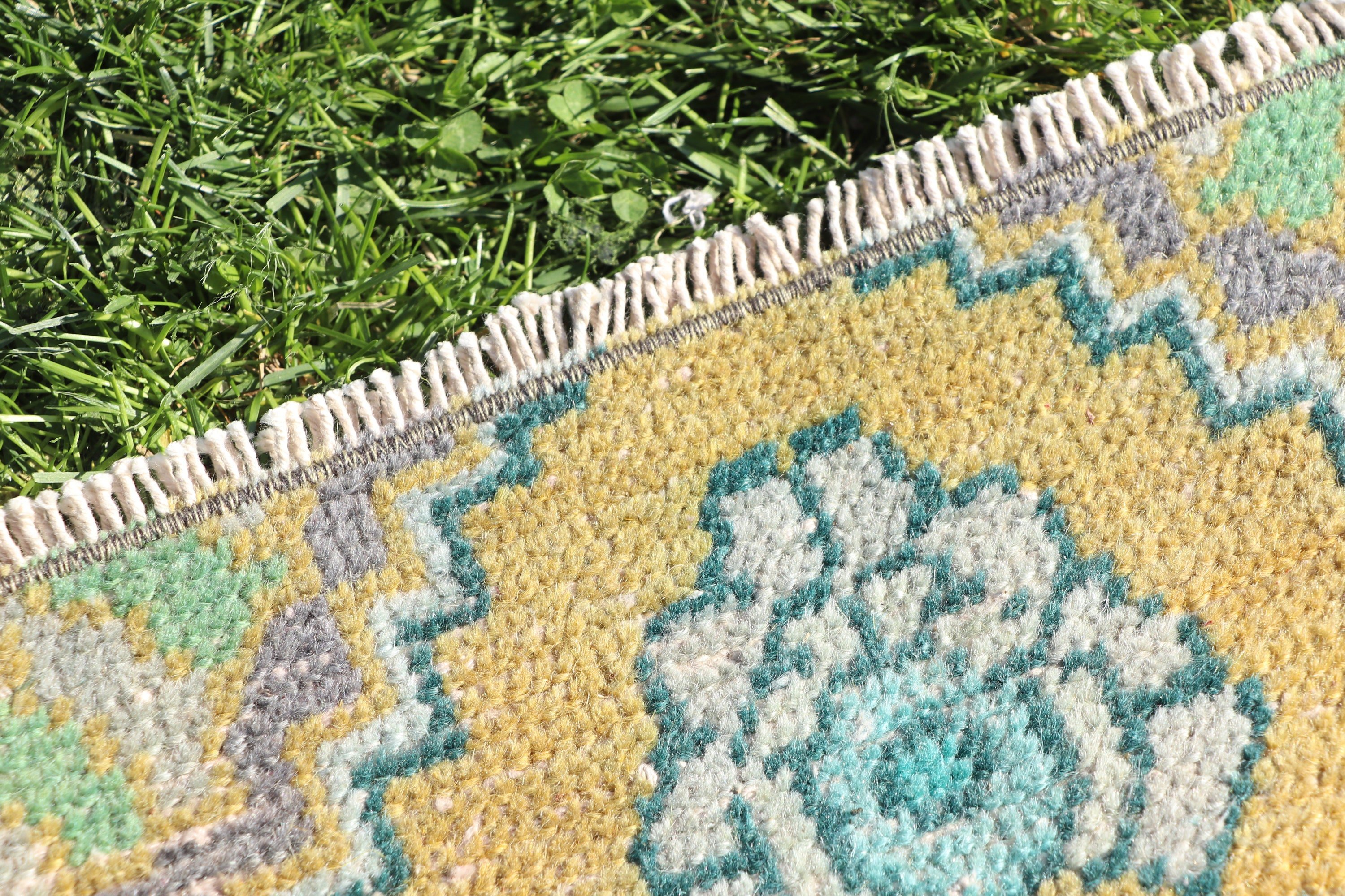 Vintage Rugs, Door Mat Rugs, Wall Hanging Rugs, Yellow Oushak Rugs, Turkish Rugs, Neutral Rugs, Handwoven Rug, 1.3x2.3 ft Small Rugs