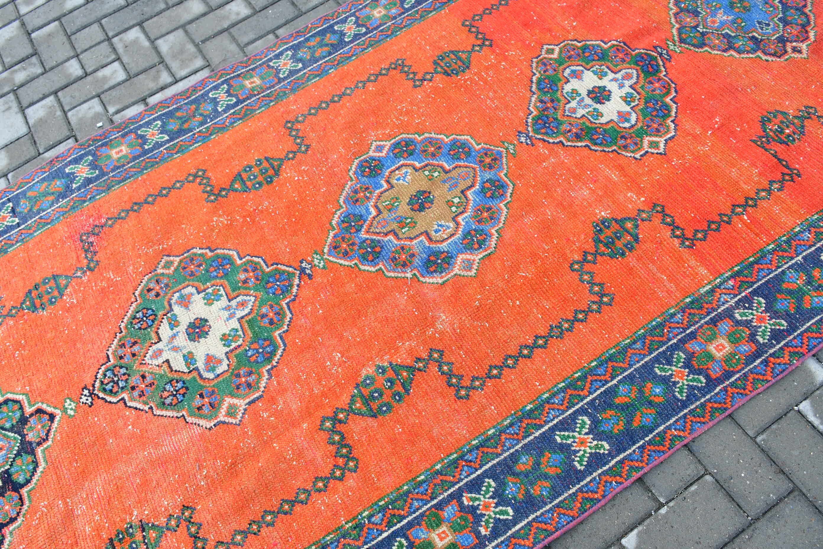 Cool Rug, Floor Rugs, Rugs for Living Room, 4.6x10.3 ft Large Rug, Vintage Rugs, Orange Oriental Rug, Salon Rug, Turkish Rug, Bedroom Rugs