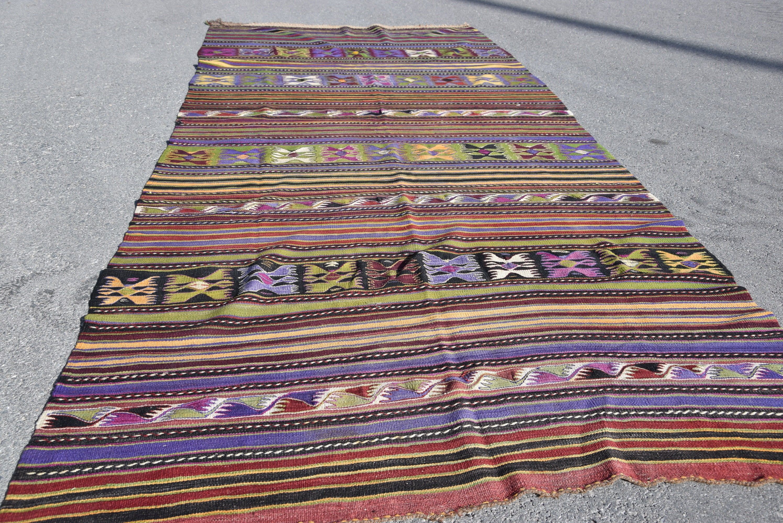 Yemek Odası Halısı, Salon Halıları, Vintage Halılar, Yatak Odası Halısı, Türk Halıları, Kilim, 5.1x12.1 ft Büyük Halı, Oushak Halıları, Mor Fas Halısı