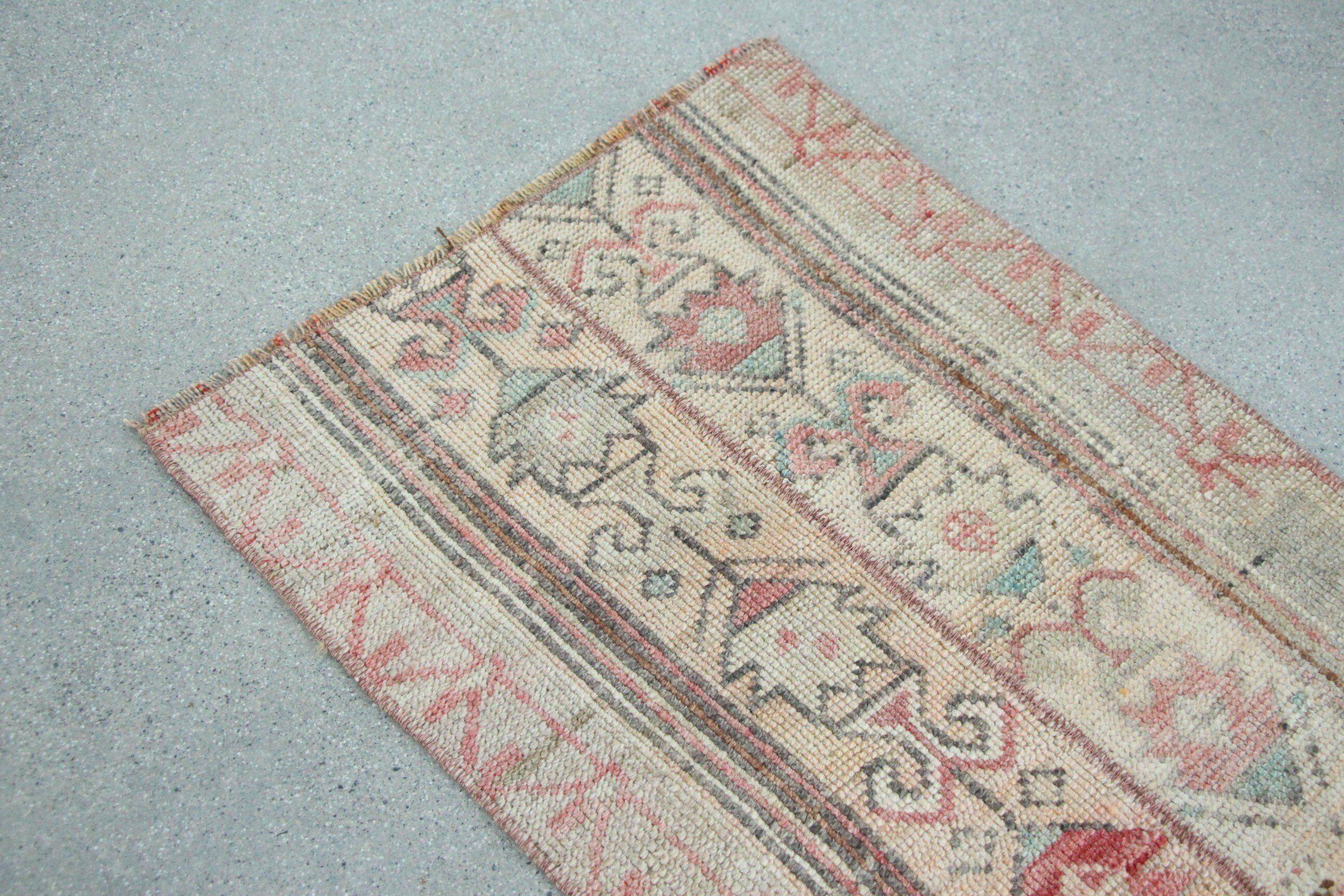 Kitchen Rug, Vintage Rug, Turkish Rug, Beige Moroccan Rug, Rugs for Car Mat, Bath Rug, Wool Rug, 1.6x3.1 ft Small Rugs