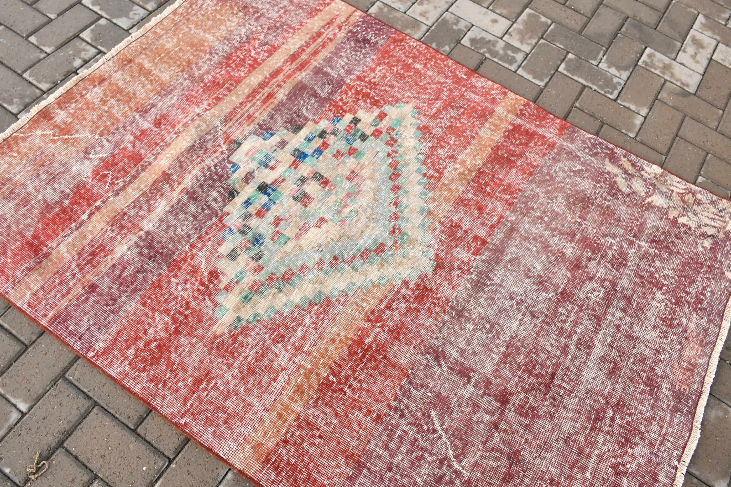 Vintage Decor Rugs, Antique Rug, 4.2x5.8 ft Area Rug, Vintage Rugs, Bedroom Rugs, Red Wool Rug, Floor Rugs, Turkish Rug, Rugs for Indoor